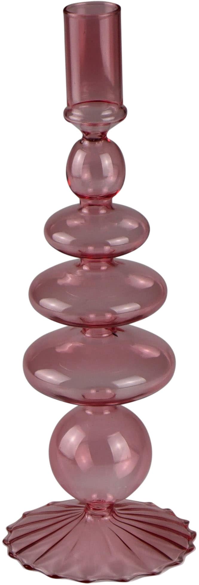 AM Design Kerzenständer "aus roséfarbenem Glas" stilvolle Ergänzung für romantische Dekorationen