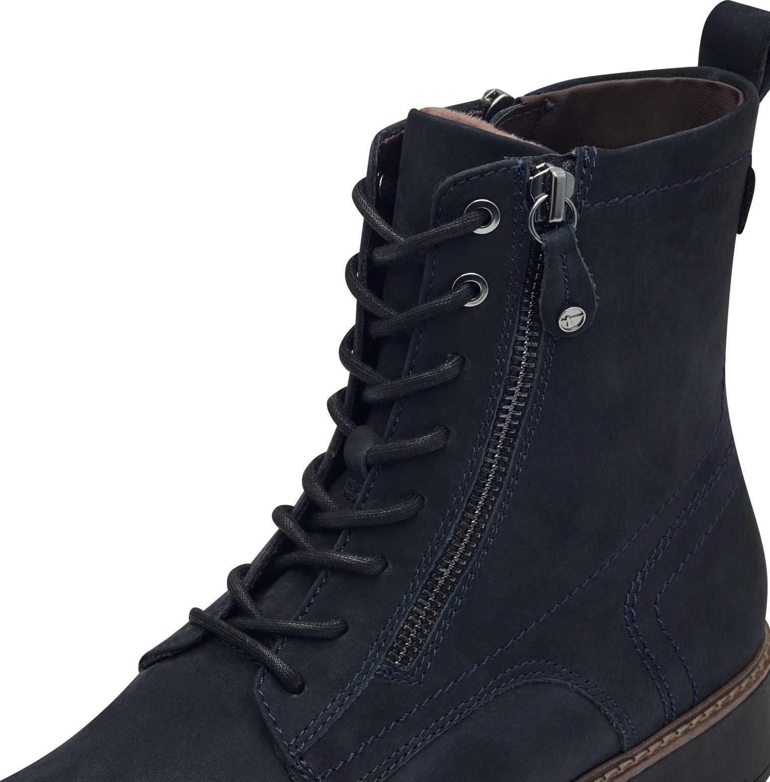 Tamaris Schnürboots, Blockabsatz, Schnürstiefelette mit Zierreissverschluss aussen