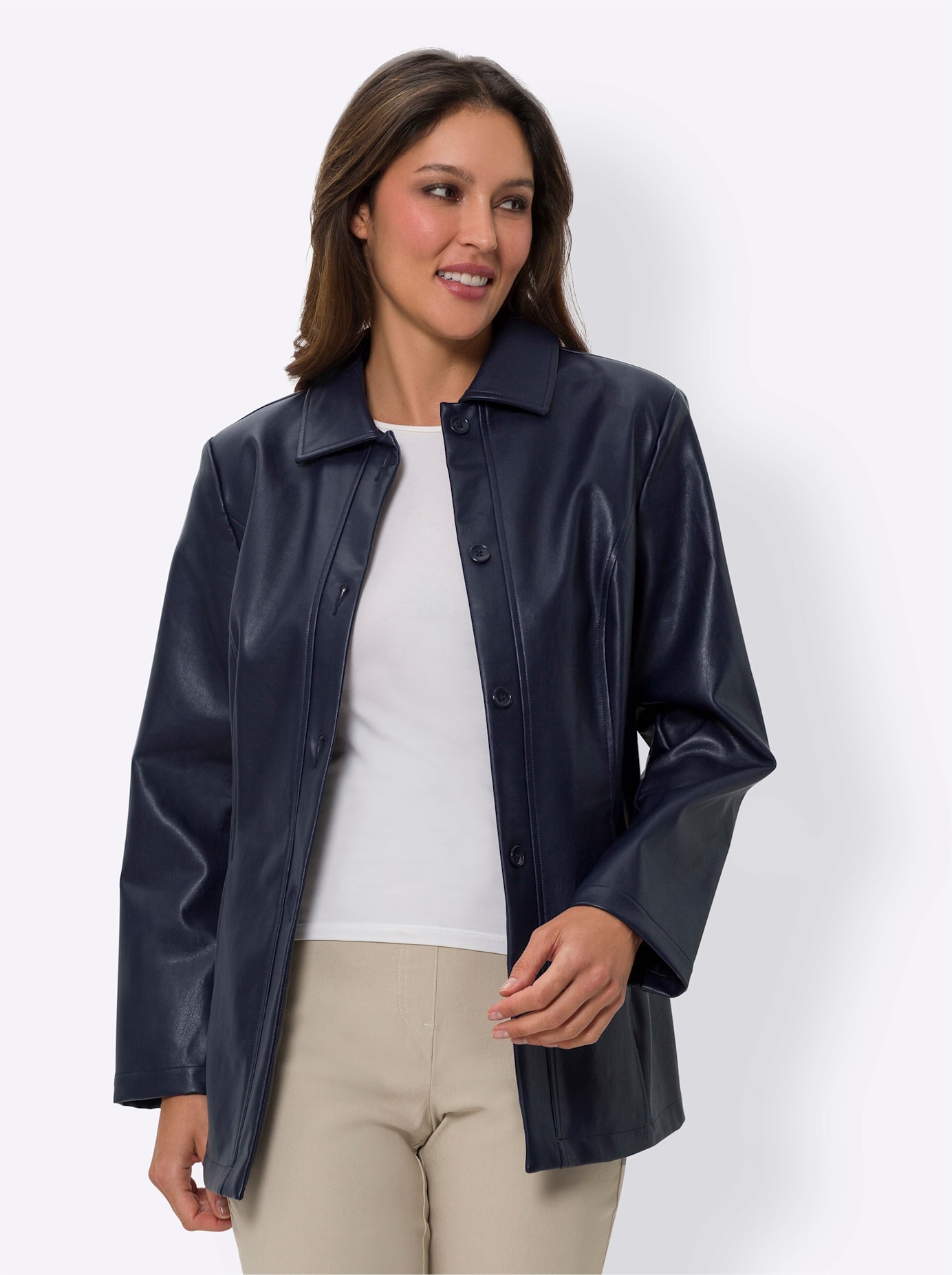 Classic Basics Lederimitatjacke, ohne Kapuze