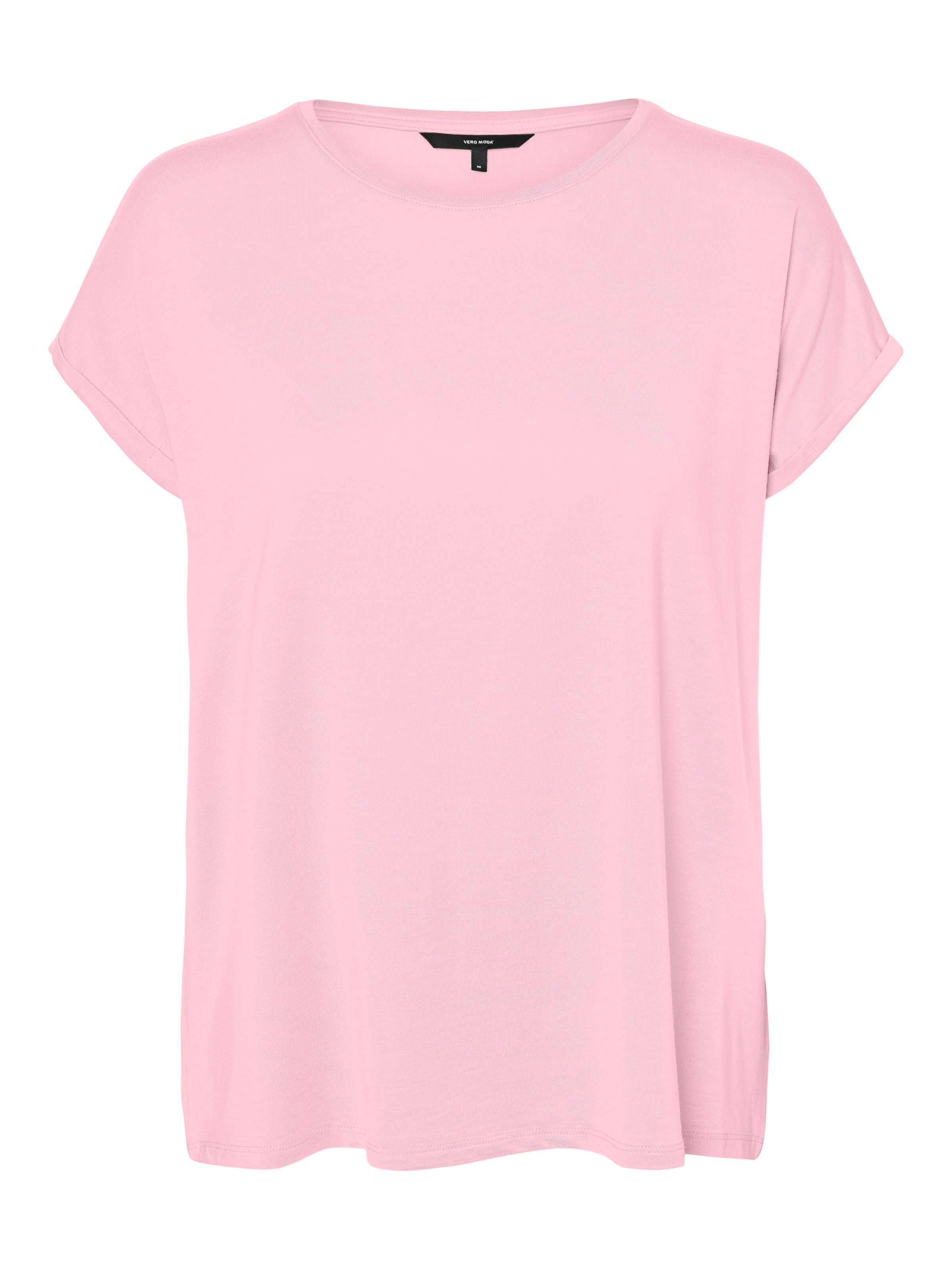 Vero Moda Rundhalsshirt »VMAVA PLAIN SS TOP GAJRS NOOS« Materialmix, regular fit