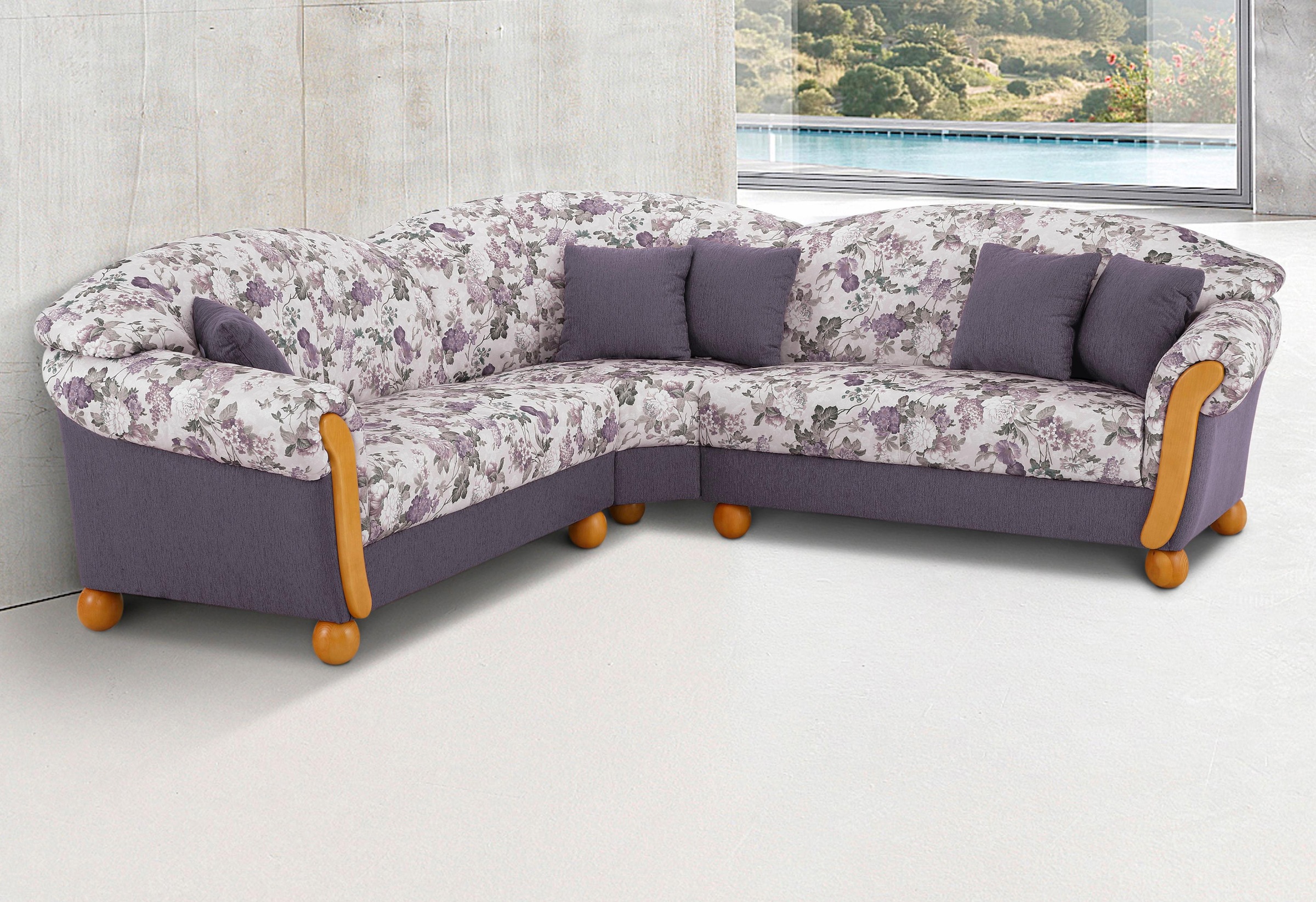 Home affaire Ecksofa "Milano, bequem mit Federkern, B/T/H 233/233/83cm, Landhausstil, L-Form" gleichschenklig