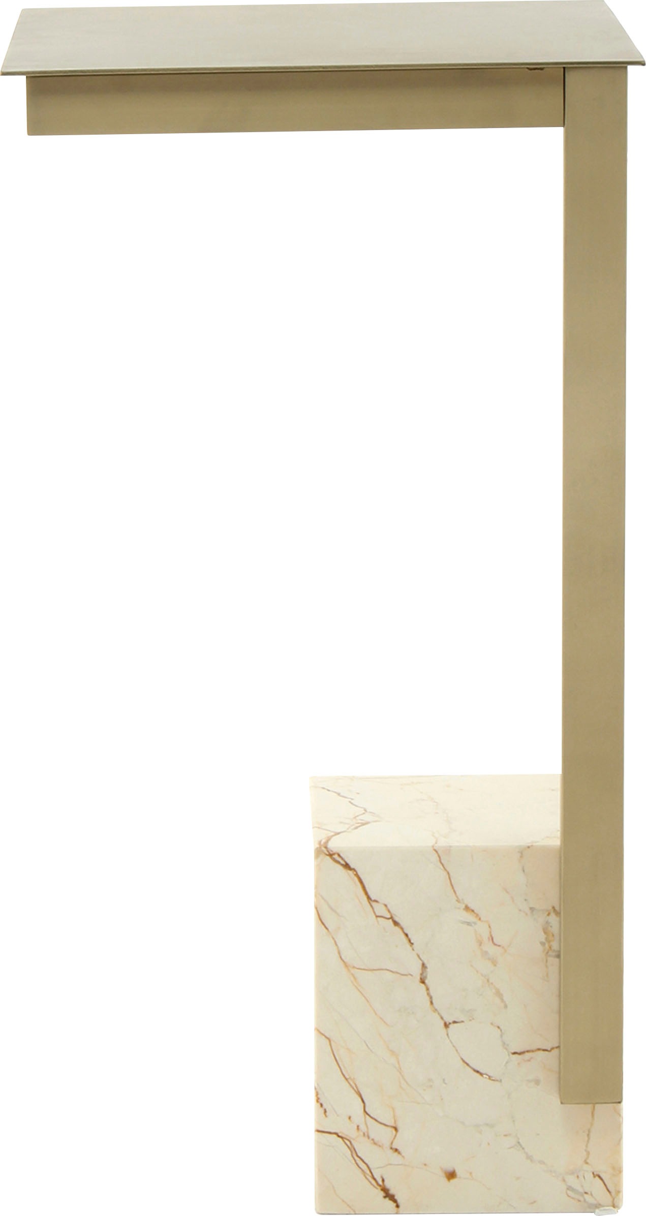 Kayoom Beistelltisch »Rocio 225, Passender Marmorfuss in kantigem Design«, (1 St.), Eckiger Marmorfuss, eckige Ablagefläche und Gestell aus Edelstahl