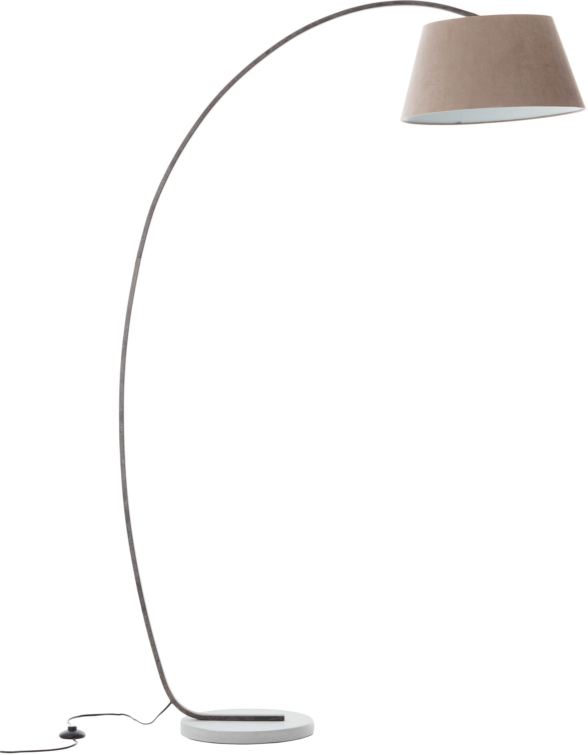 Brilliant Bogenlampe »Brok«, 1 flammig-flammig, 196 cm Höhe, 121 cm Ausl., E27, schwenkbar, Beton/Metall/Textil, taupe