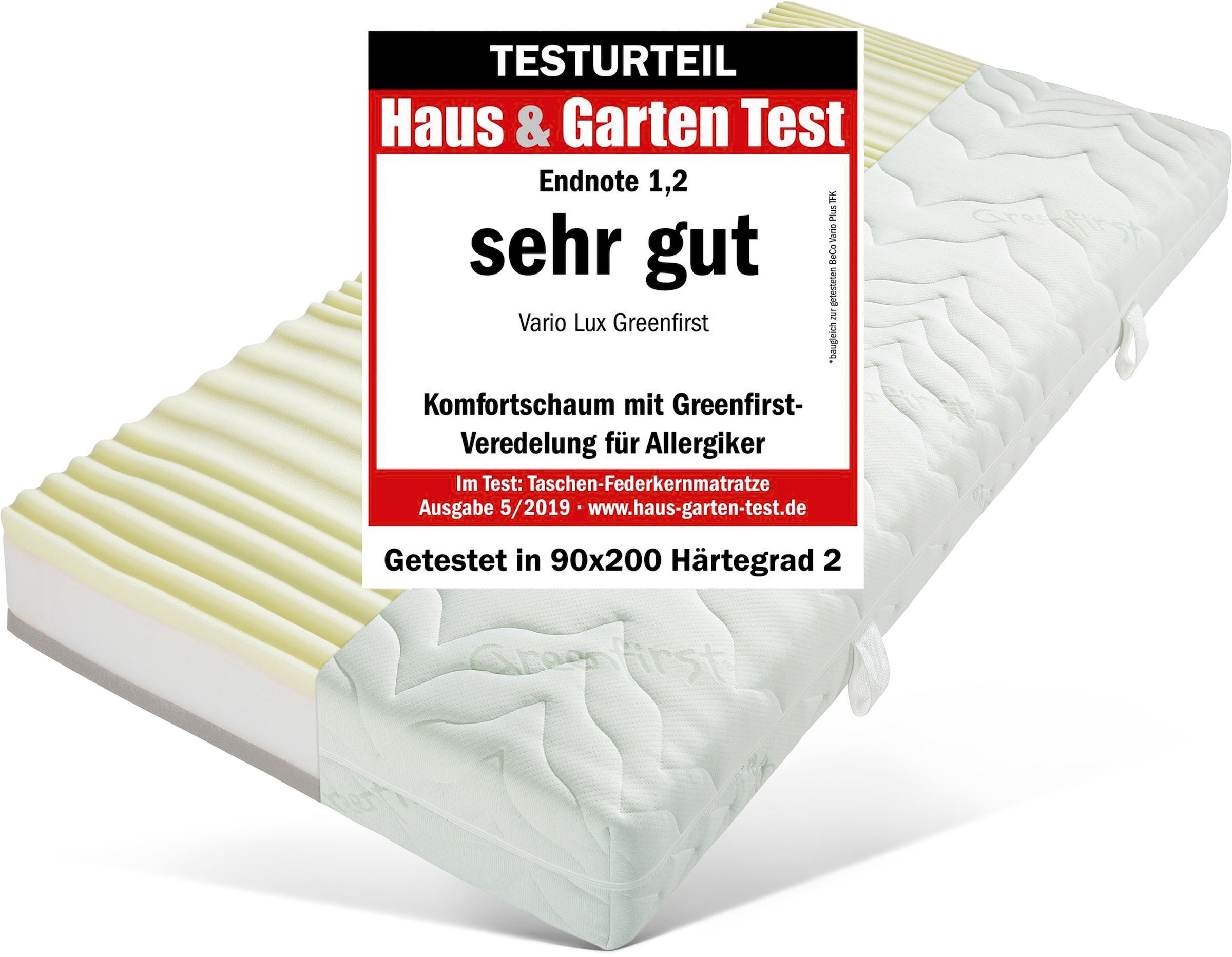 Beco Taschenfederkernmatratze »Vario Lux Greenfirst«, 22 cm hoch, 480 Federn, (1 St.), komfortable Matratze in 90x200 cm und weiteren Grössen erhältlich