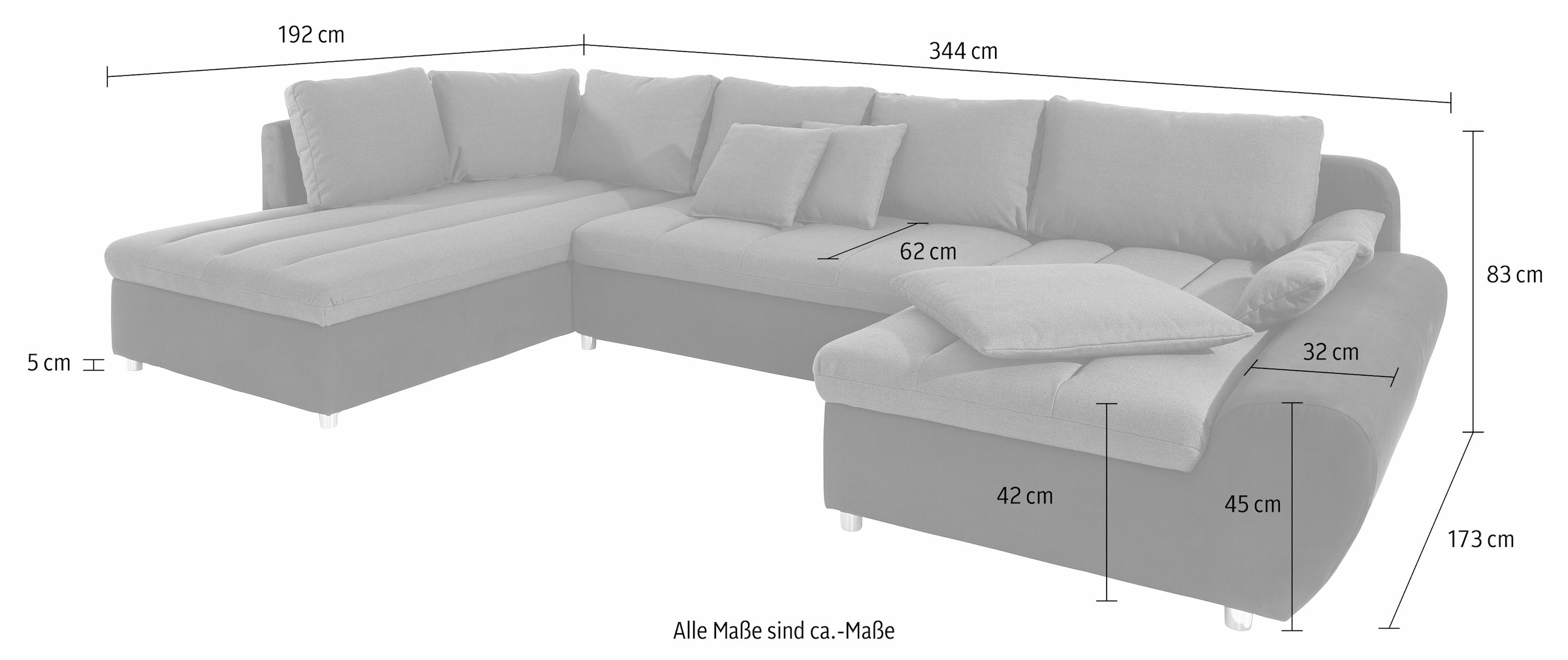 sit&more Wohnlandschaft »Bandos U-Form«, in 2 unterschiedlichen Grössen, wahlweise mit Bettfunktion + Bettkasten