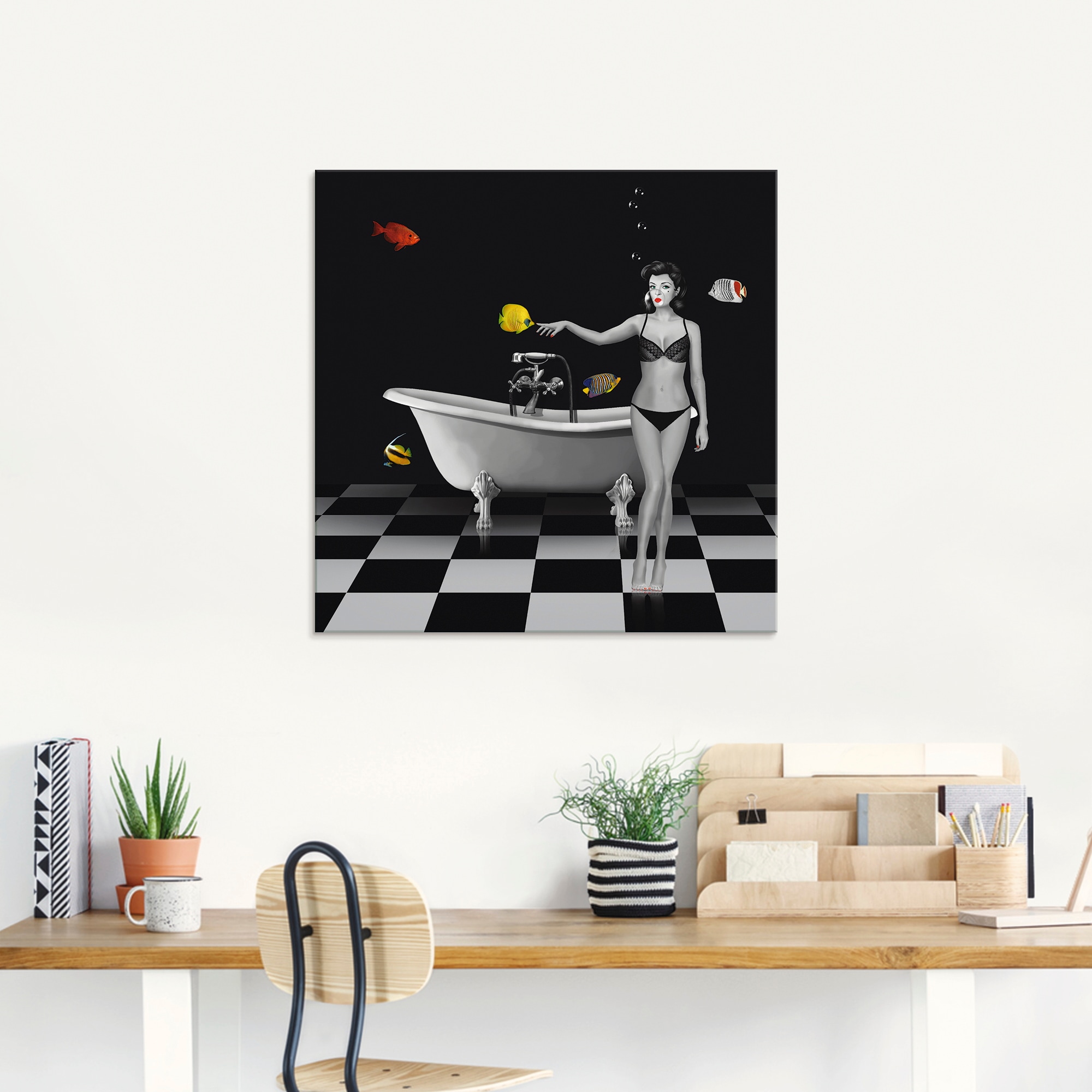 Artland Glasbild »Ein Badezimmer für Fische«, Frau, (1 St.), in verschiedenen Grössen
