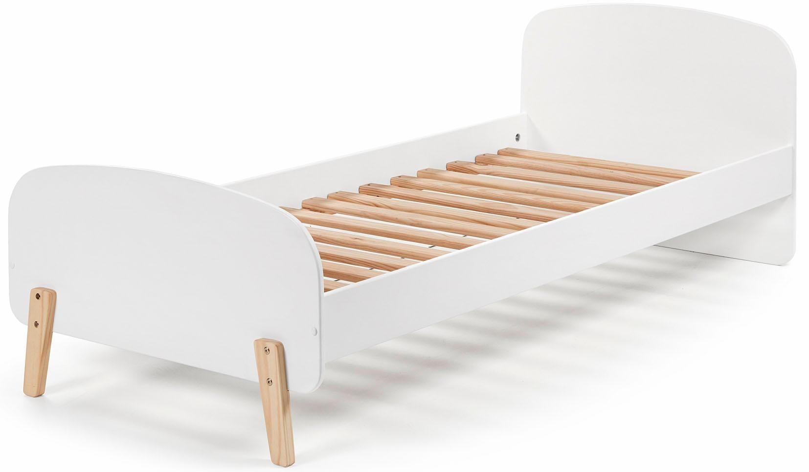 Vipack Kinderbett »Kiddy, inkl. Rolllattenrost, Liegefläche 90/200 cm« B/H/T ca. 205x72x94cm, gerundetes Kopf-/Fussteil, verschiedene Farben, gradliniges Design in Retro-Optik, hochwertiges MDF lackiert