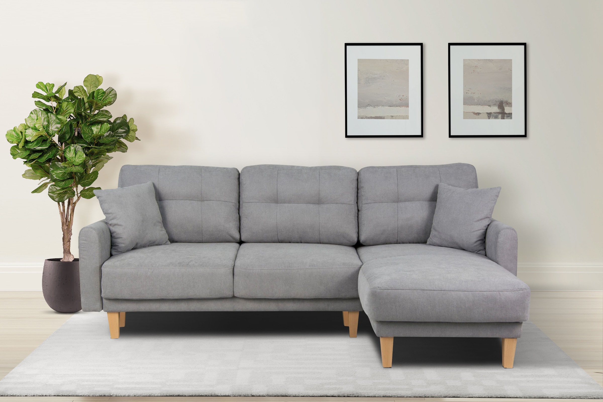 Home affaire Ecksofa "TRIPLO optionale Schlafsofa mit Bettkasten, Masse B/T/H: 234/164/89 cm" L-Form wahlweise mit Bettfunktion - Liegefläche 132x210 cm