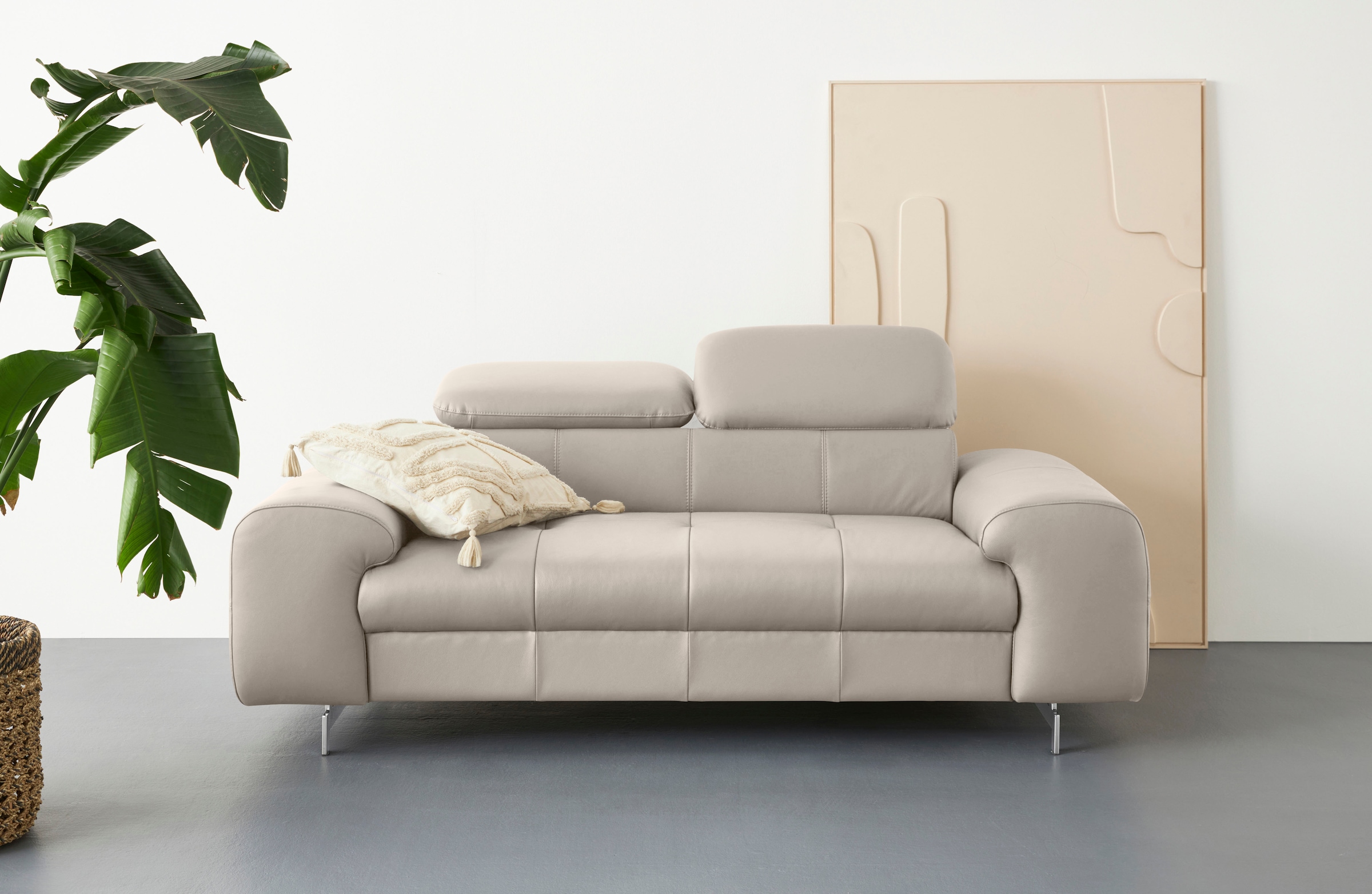 COTTA 2-Sitzer "Chef" Big-Sofa mit Kopfteilverstellung, edle Metallkufen