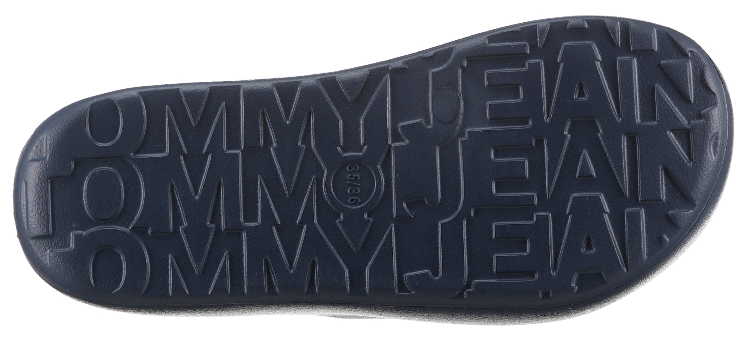 Tommy Jeans Pantolette »TJW CHUNKY FLATFORM SLIDE«, Plateau, Sommerschuh, Schlappen mit kontrastfarbenem Logoschriftzug