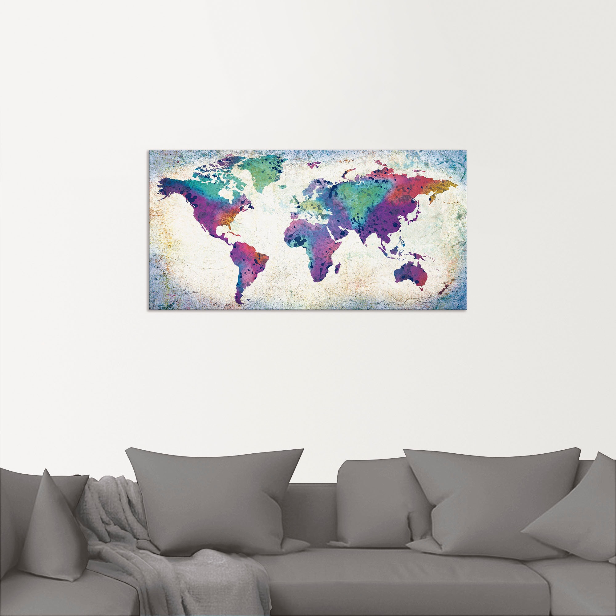 Artland Wandbild »bunte Weltkarte«, Land- & Weltkarten, (1 St.), als Alubild, Outdoorbild, Leinwandbild, Poster, Wandaufkleber