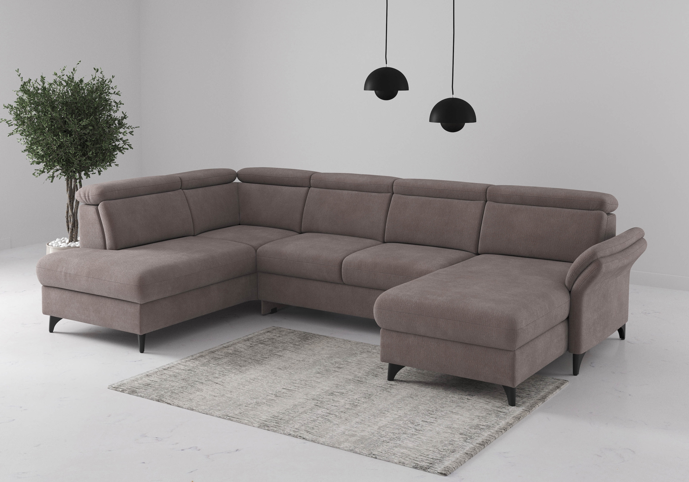 sit&more Wohnlandschaft "Glendale, U-Form" inkl. Kopfteilverstellung,wahlweise mit Vorziehsitz und Bettkasten