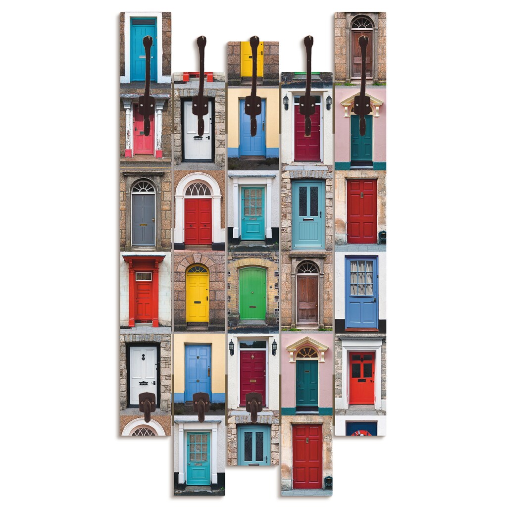 Artland Garderobenleiste »Fotocollage von 32 bunten Haustüren«