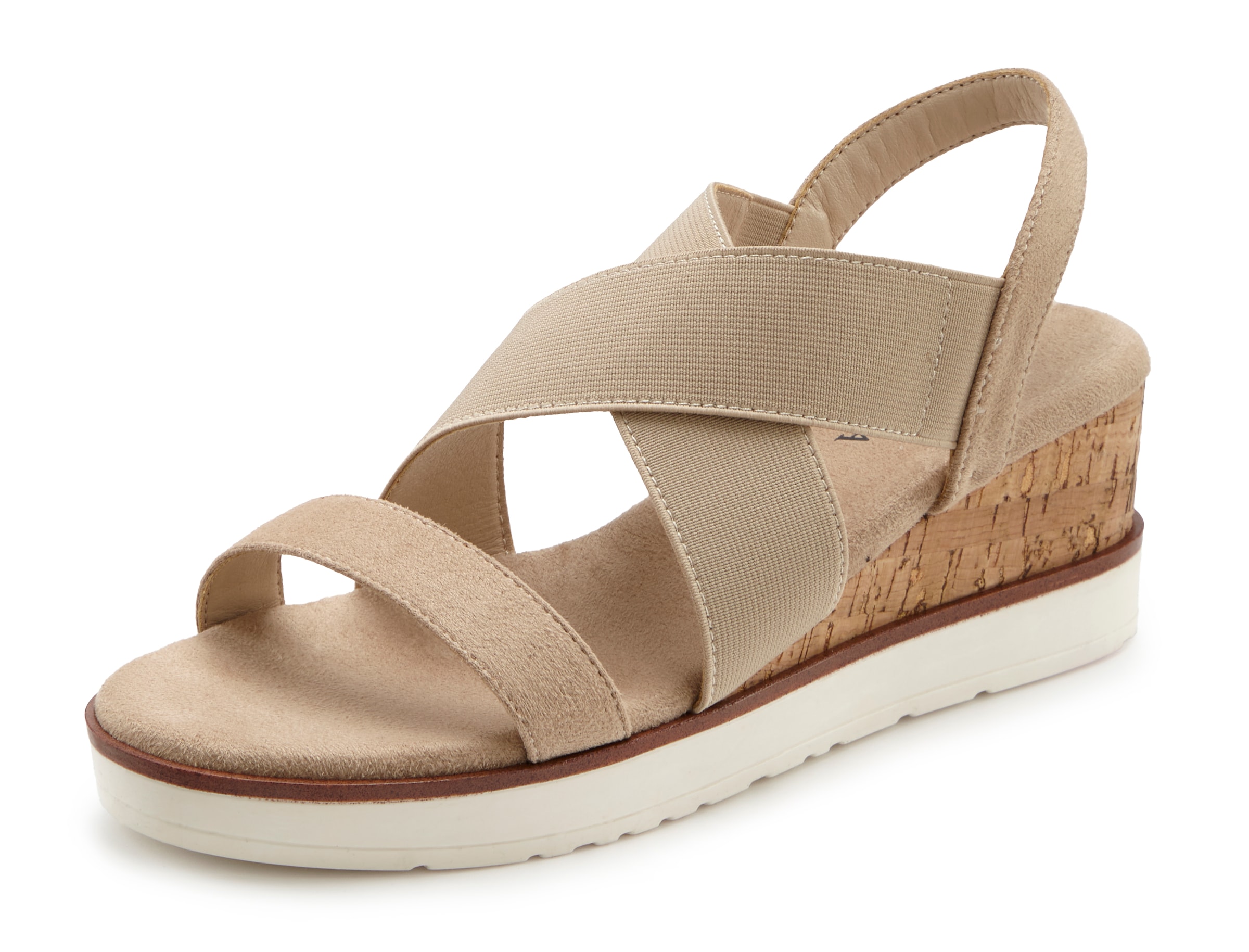 LASCANA Sandalette »Sommerschuh«, Sandale, Sommerschuh mit Keilabsatz und elastischen Riemen VEGAN