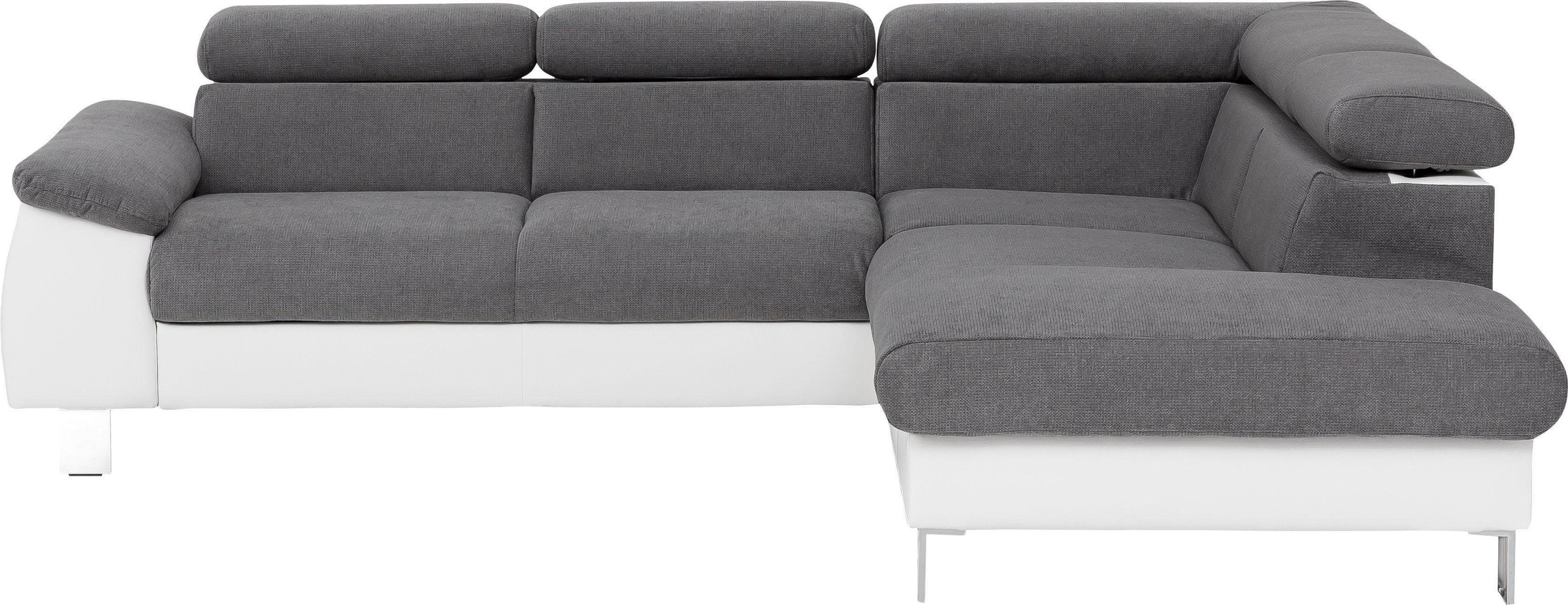 COTTA Polstergarnitur »Komaris L-Form«, (Set), Set bestehend aus: Ecksofa mit Kopfteilverstellung & Hocker