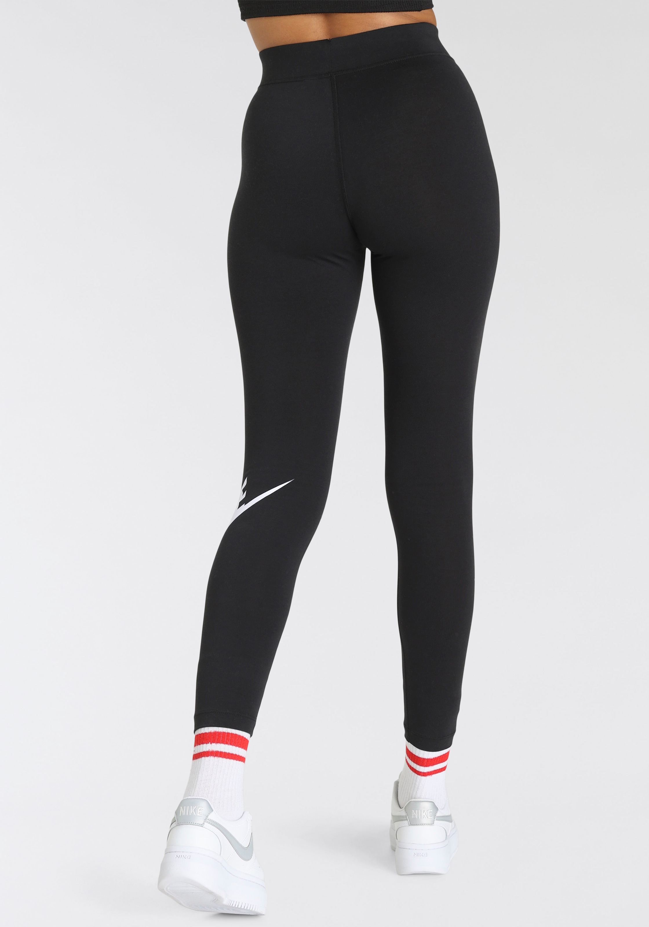 Nike Sportswear Leggings »Essential Women's High-Waisted Graphic Leggings«, Schweissableitende High Waist Sportleggings mit Logo