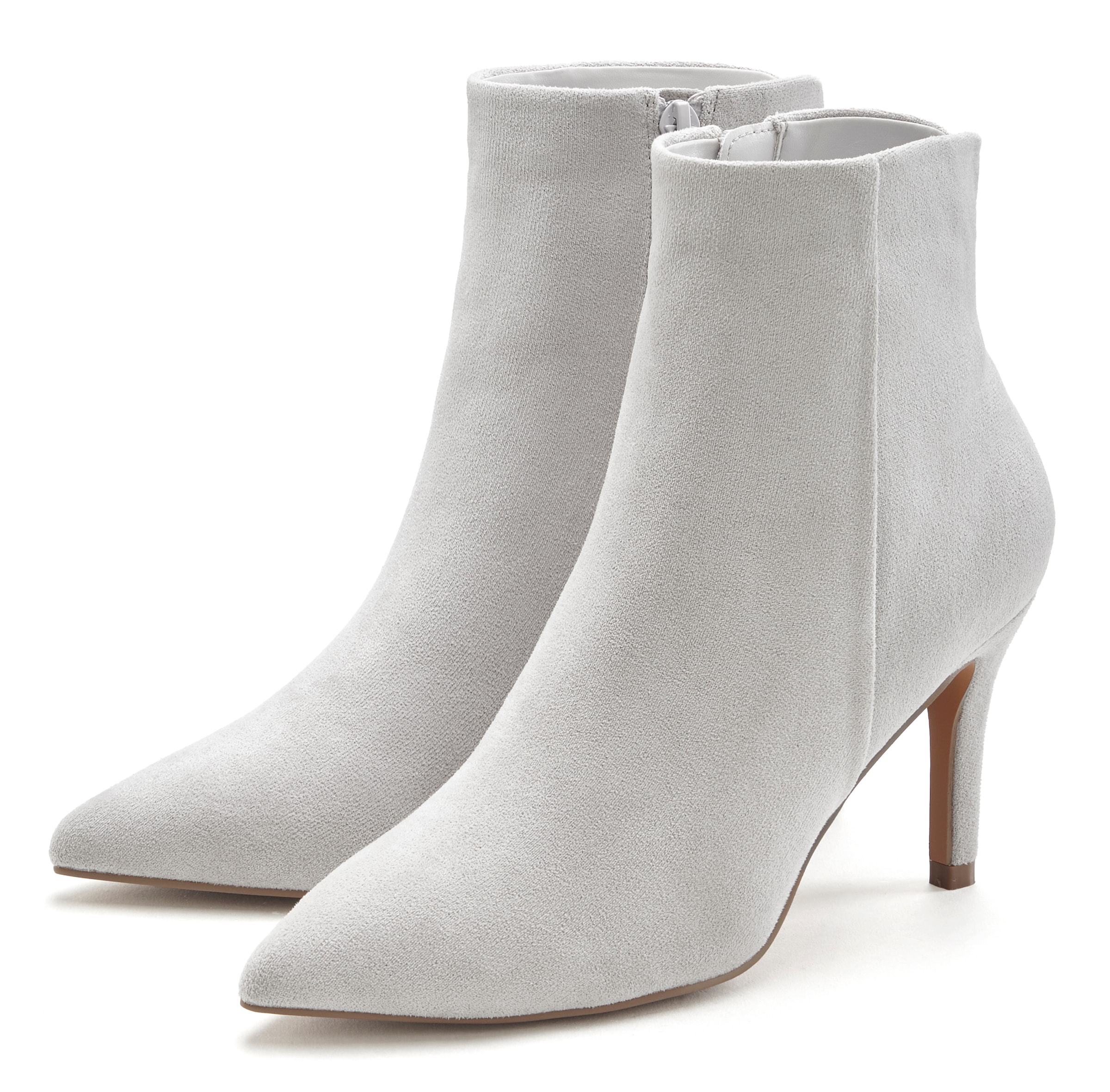 LASCANA High-Heel-Stiefelette, in spitzer Form & Pfennigabsatz, Reissverschluss Stiefel VEGAN