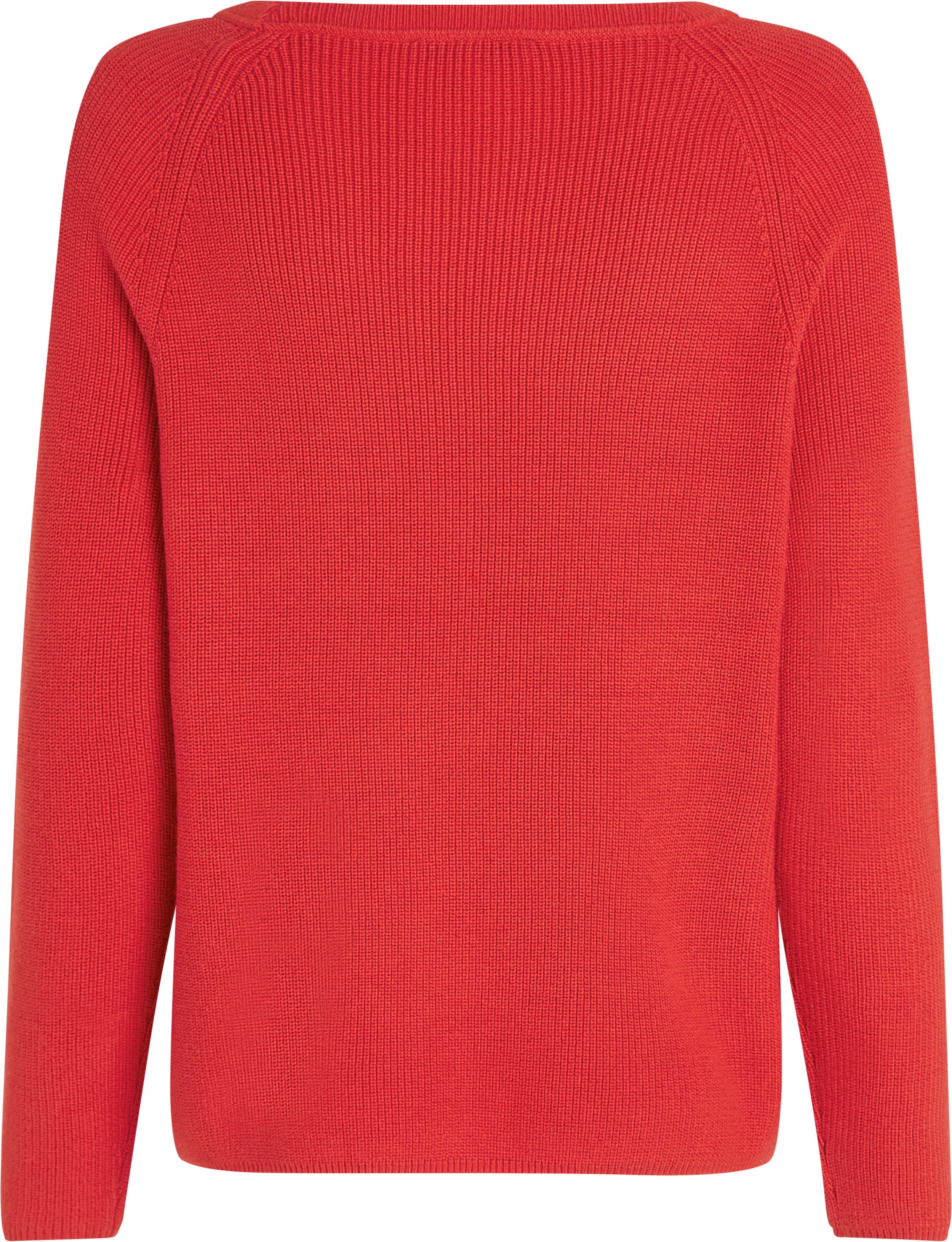 Tommy Hilfiger Strickpullover »CO CARDI FINE GG LS BOAT-NK SWT«, mit Raglanärmel, Logostickerei