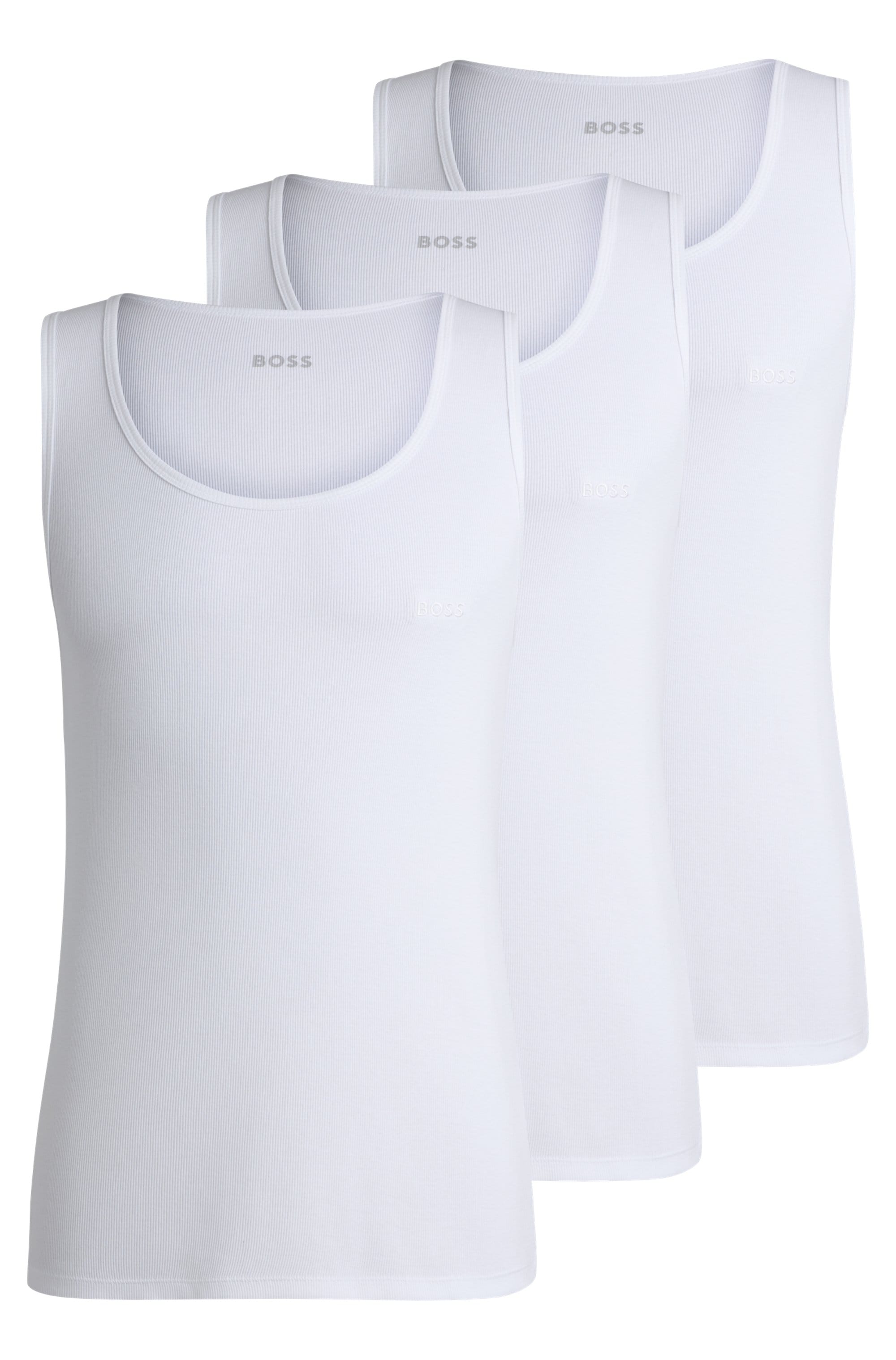 BOSS Tanktop »3P RibClassic BOSS ONE« Ton in Ton Stickerei auf der Brust