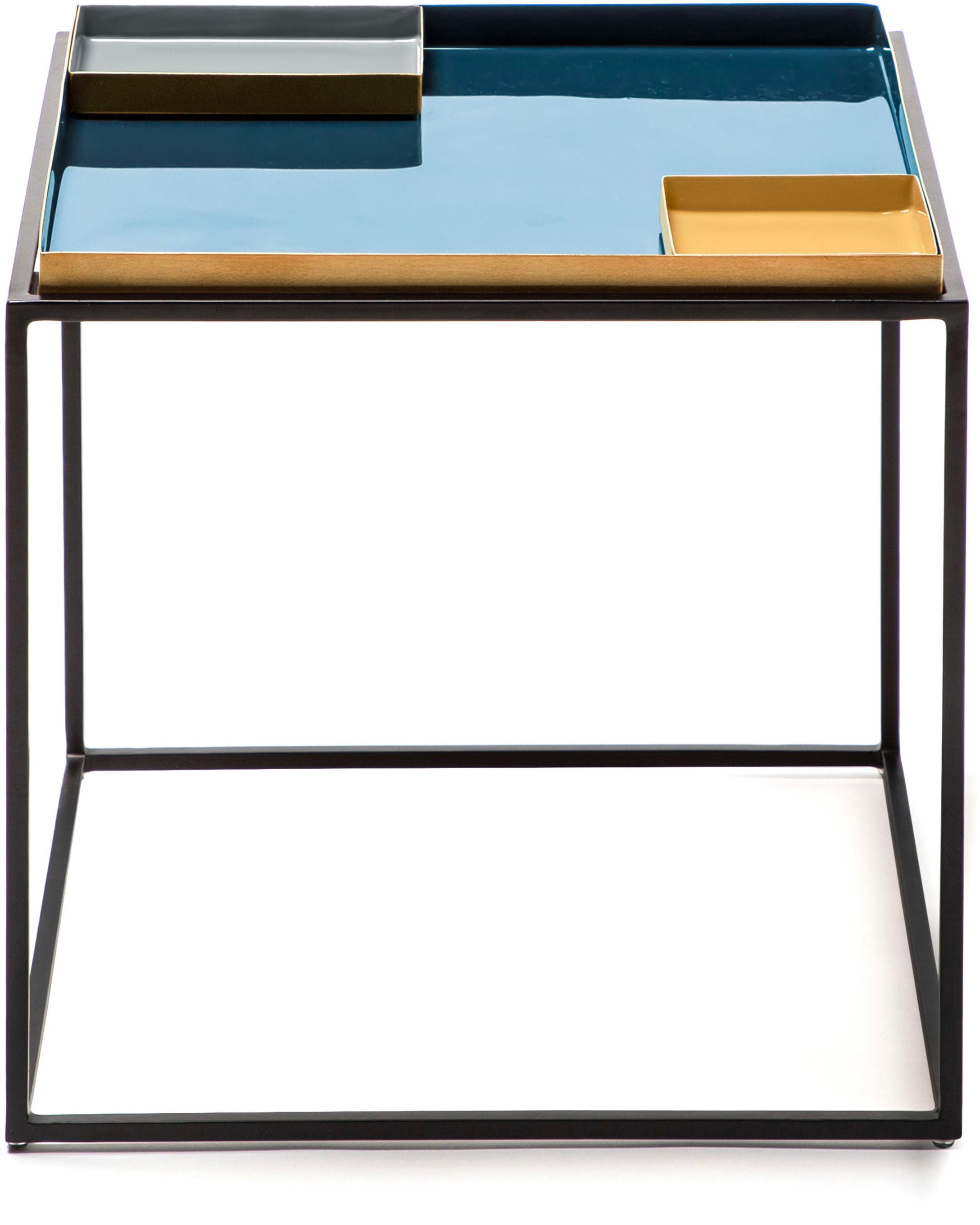 Kayoom Beistelltisch »Famosa, Metall-Beistelltisch in quadratischer Form«, (1 St.), Bunter Tisch, Schalenmasse: 11 x 11 x 2 / 15,8 x 11 x 2 cm