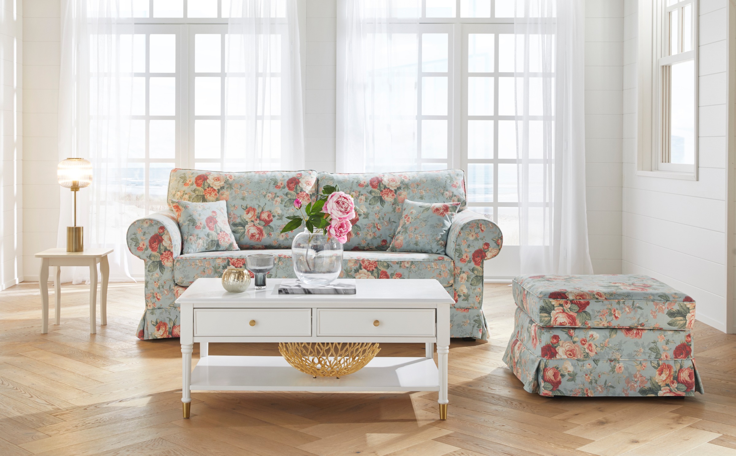 Home affaire 3-Sitzer »Shadmoor«, Hussenoptik, in uni oder mit Blumendruck