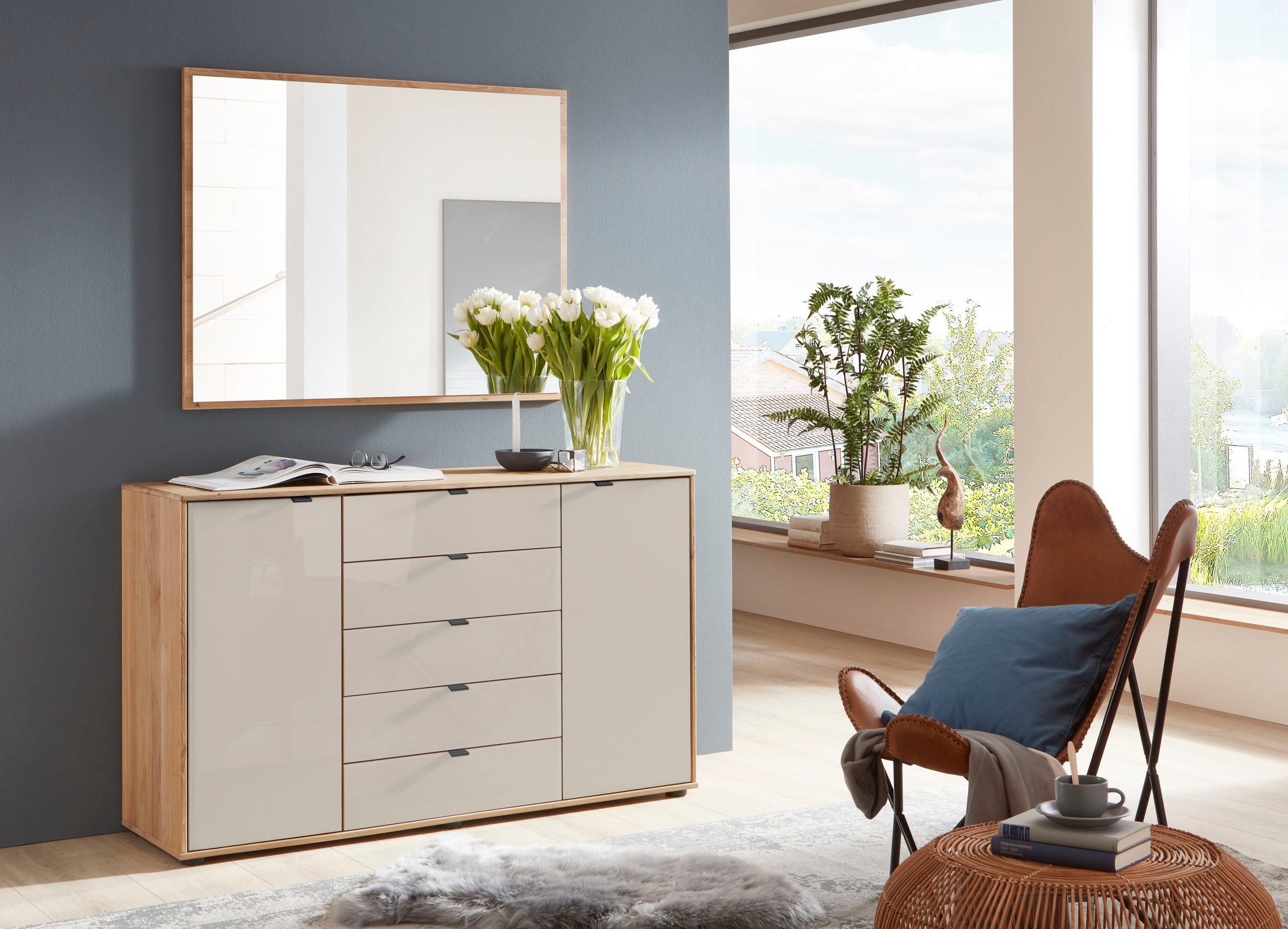 WIEMANN Kombikommode "Cardiff Sideboard, Wäscheschrank, teilmassiv Erle, mit Schubladen" Kommode 141x86x43 cm, braun, mit Dämpfung, MADE IN GERMANY, verschiedenen Ausführungen, inklusive Einlegeboden