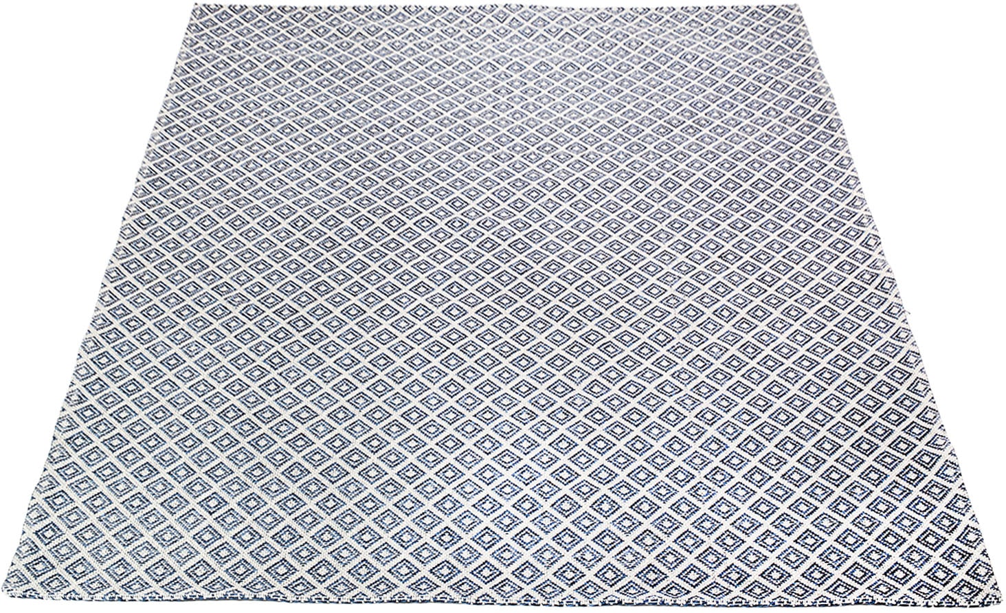 Carpet City Teppich »Cotton«, rechteckig, 5 mm Höhe, Flachgewebe, 100% Baumwolle, Rauten-Optik, Pflegeleicht