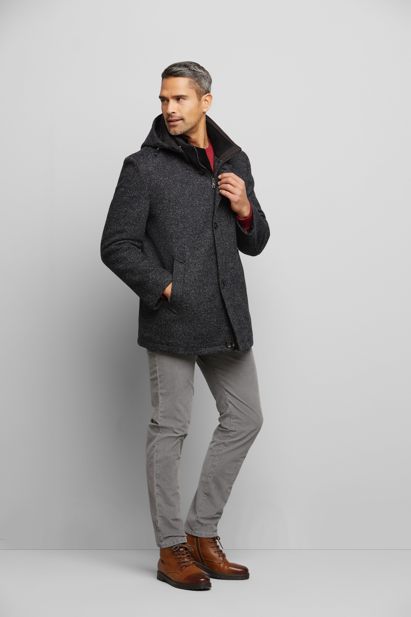 bugatti Kurzjacke, mit Kapuze, mit Wollanteil