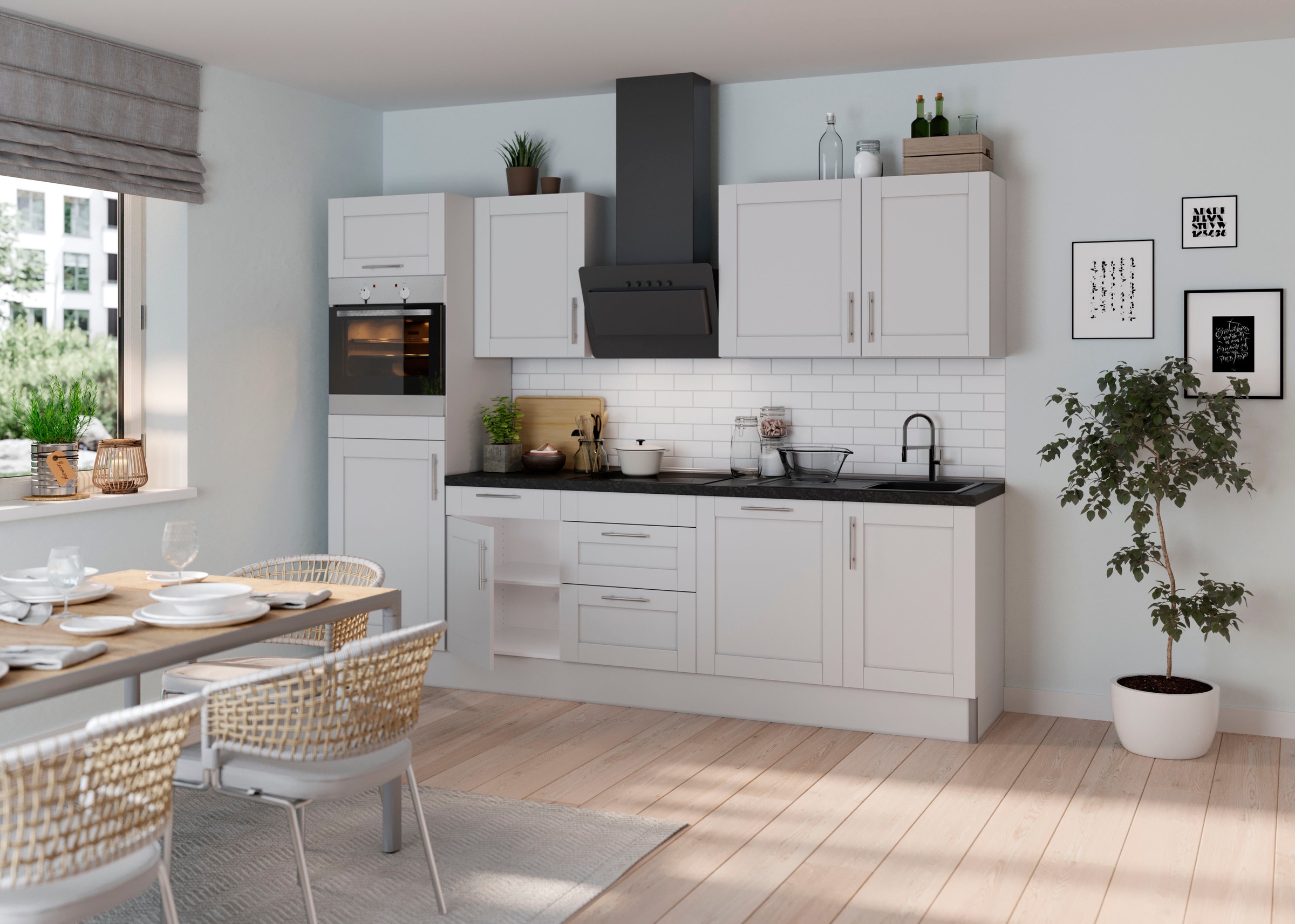 OPTIFIT Küche "Ahus" Breite 280 cm,wahlw. mit E-Geräten,Soft Close Funktion,MDF Fronten