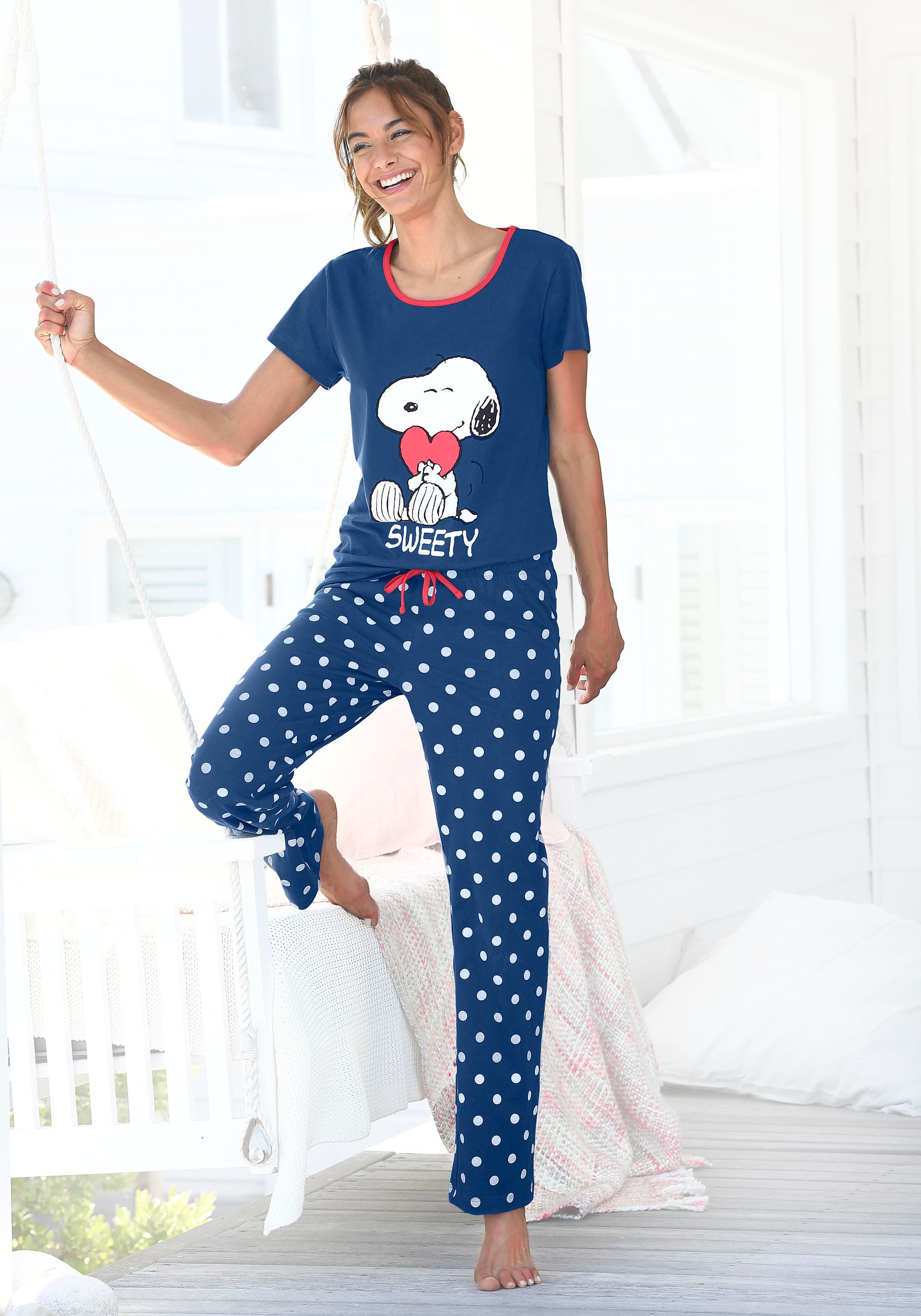 Pyjama, bei Peanuts mit Schweiz tlg., Pünktchen-Hose online Snoopy-Druck (2 Jelmoli-Versand und kaufen 1 Stück),