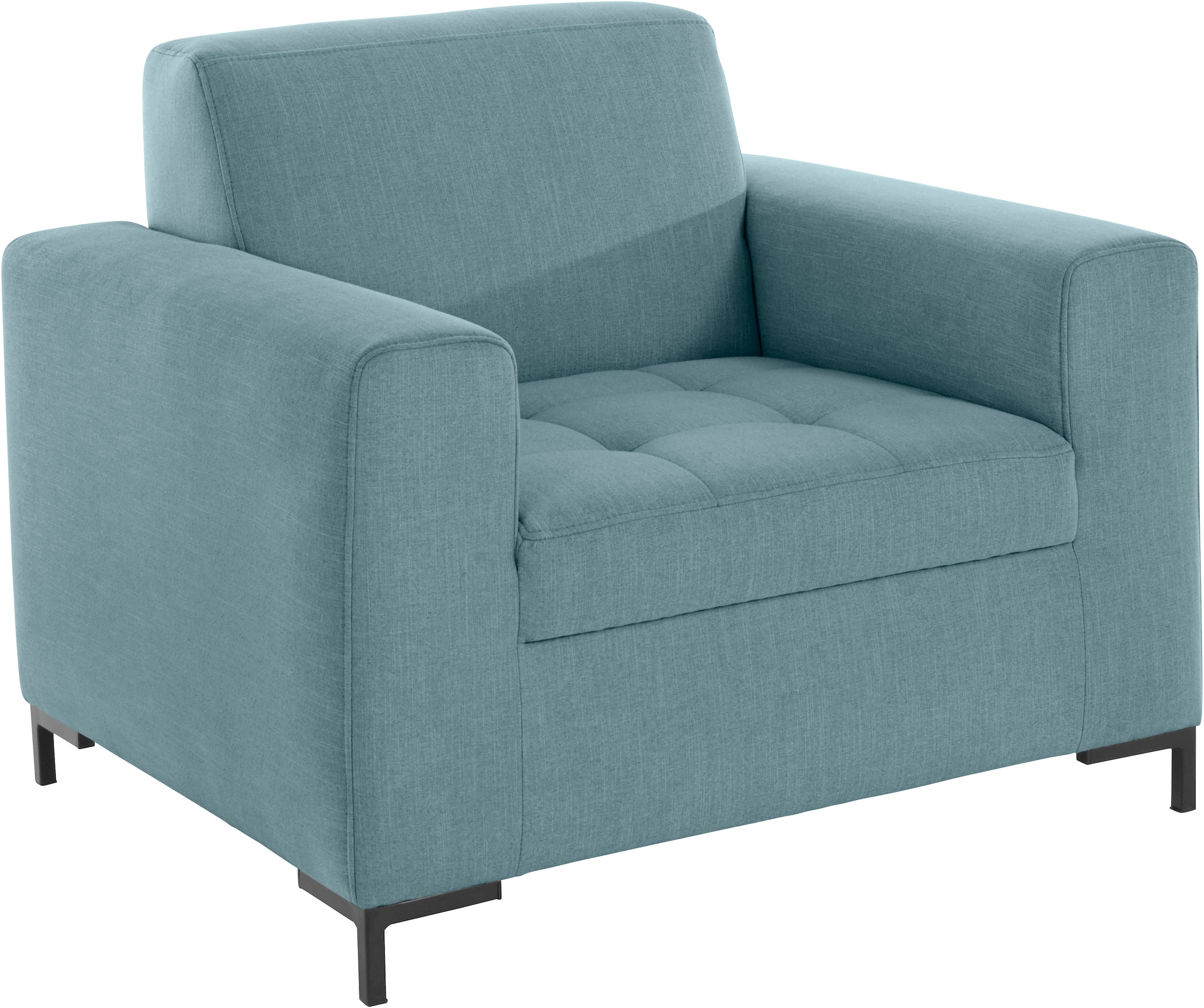 GOODproduct Sessel »Grazzo Loungesessel, moderne Sitzheftung, bequemer Einzelsessel«, hochwertige Stoffe aus recyceltem Material, Steppung im Sitzbereich