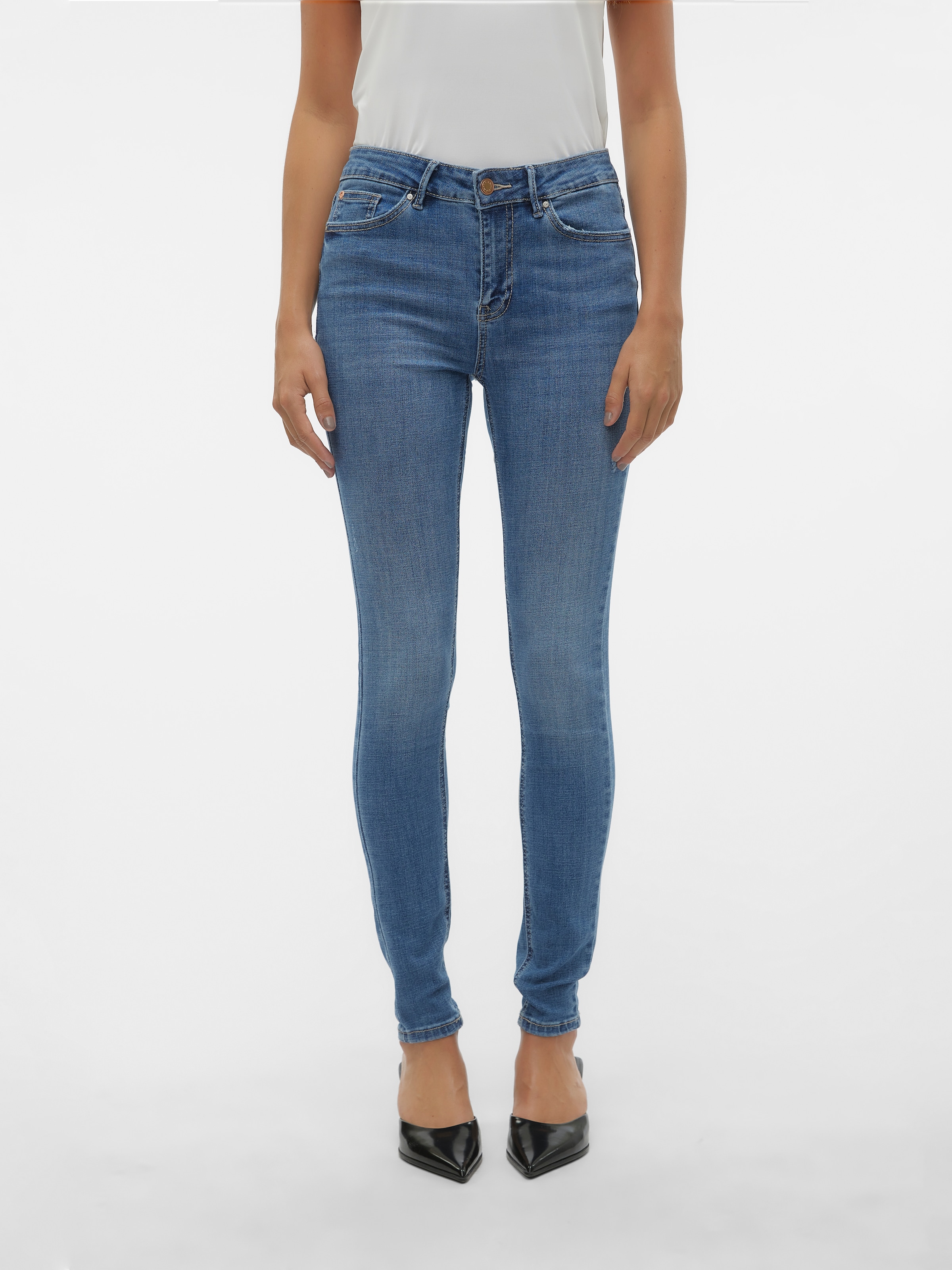 Vero Moda Skinny-fit-Jeans »VMFLASH MR SKINNY JEANS LI347 NOOS« Baumwollmischung mit Stretch, regular waist, skinny fit