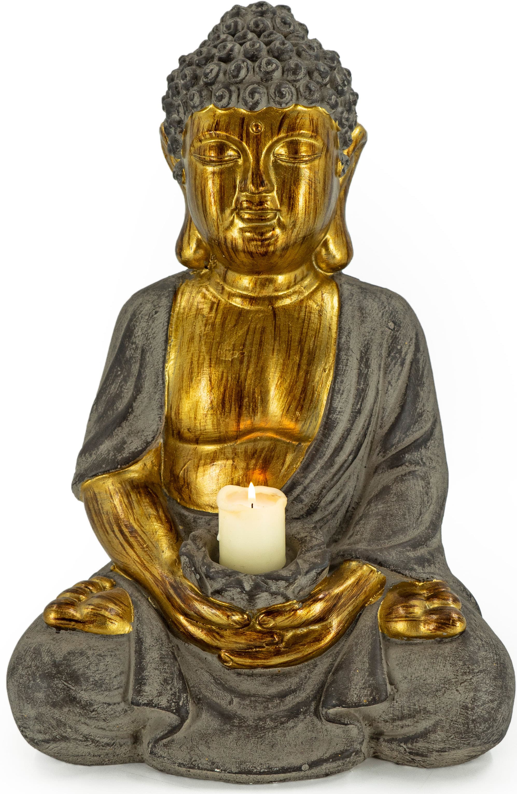 45 (1 St.), ca. Magnesia, online cm Kerzenhalter sitzend, aus Höhe LIVING bestellen »Buddha«, NOOR
