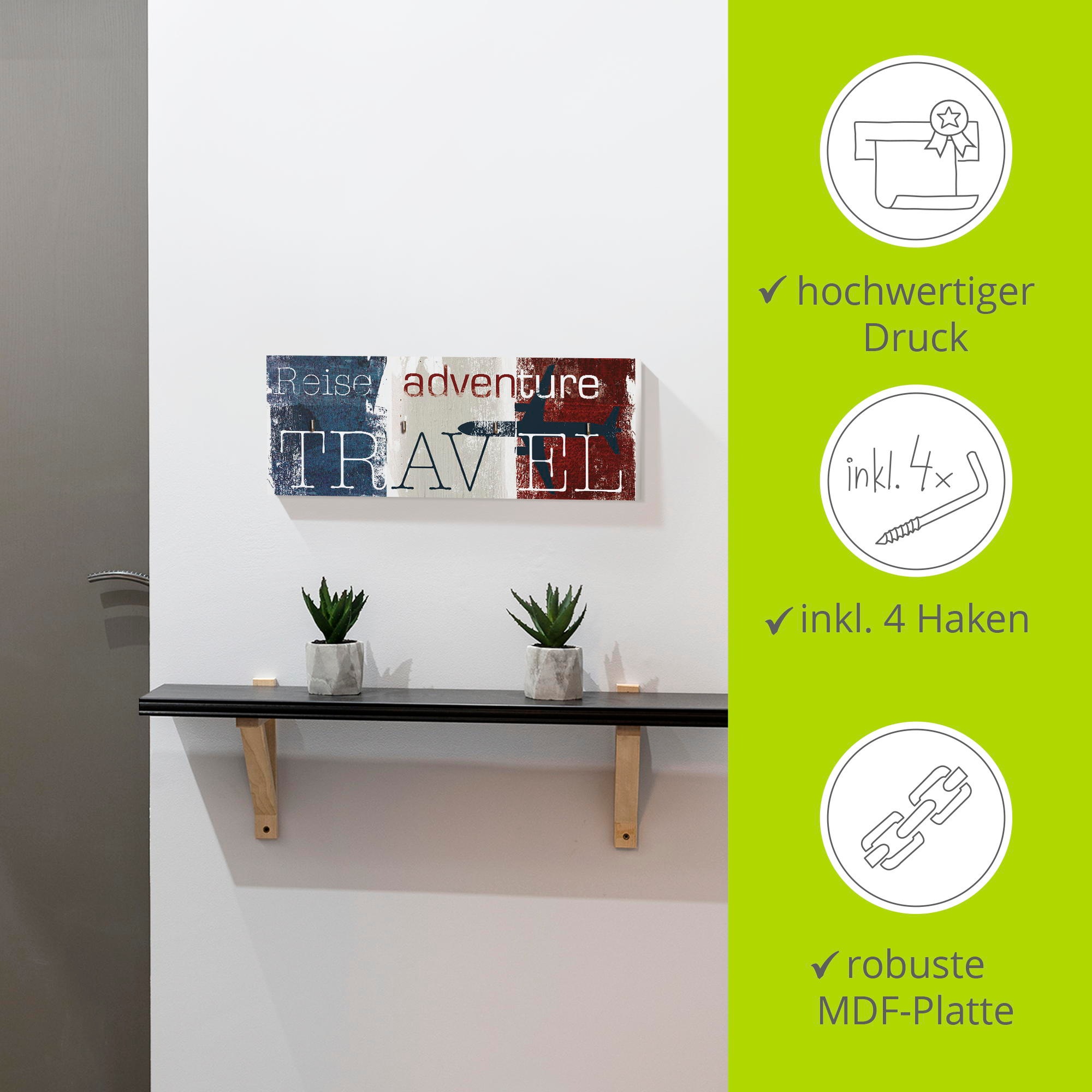 Artland Hakenleiste »Reisen«, MDF