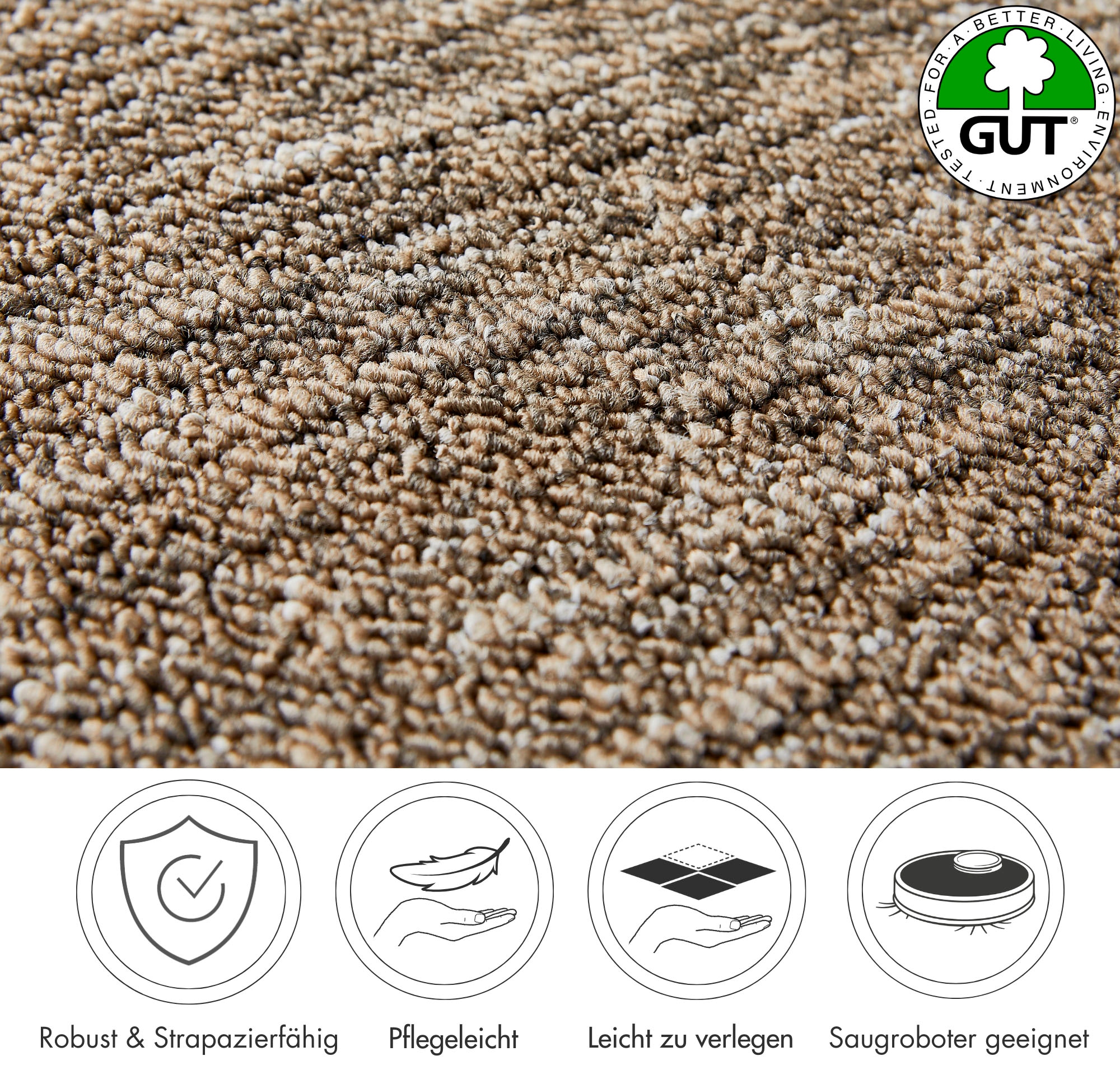 Andiamo Teppichboden »Joe, Schlinge, Made in Netherlands«, rechteckig, 8 mm Höhe, Breite 400 cm, meliert, Wohnzimmer, strapazierfähig & robust
