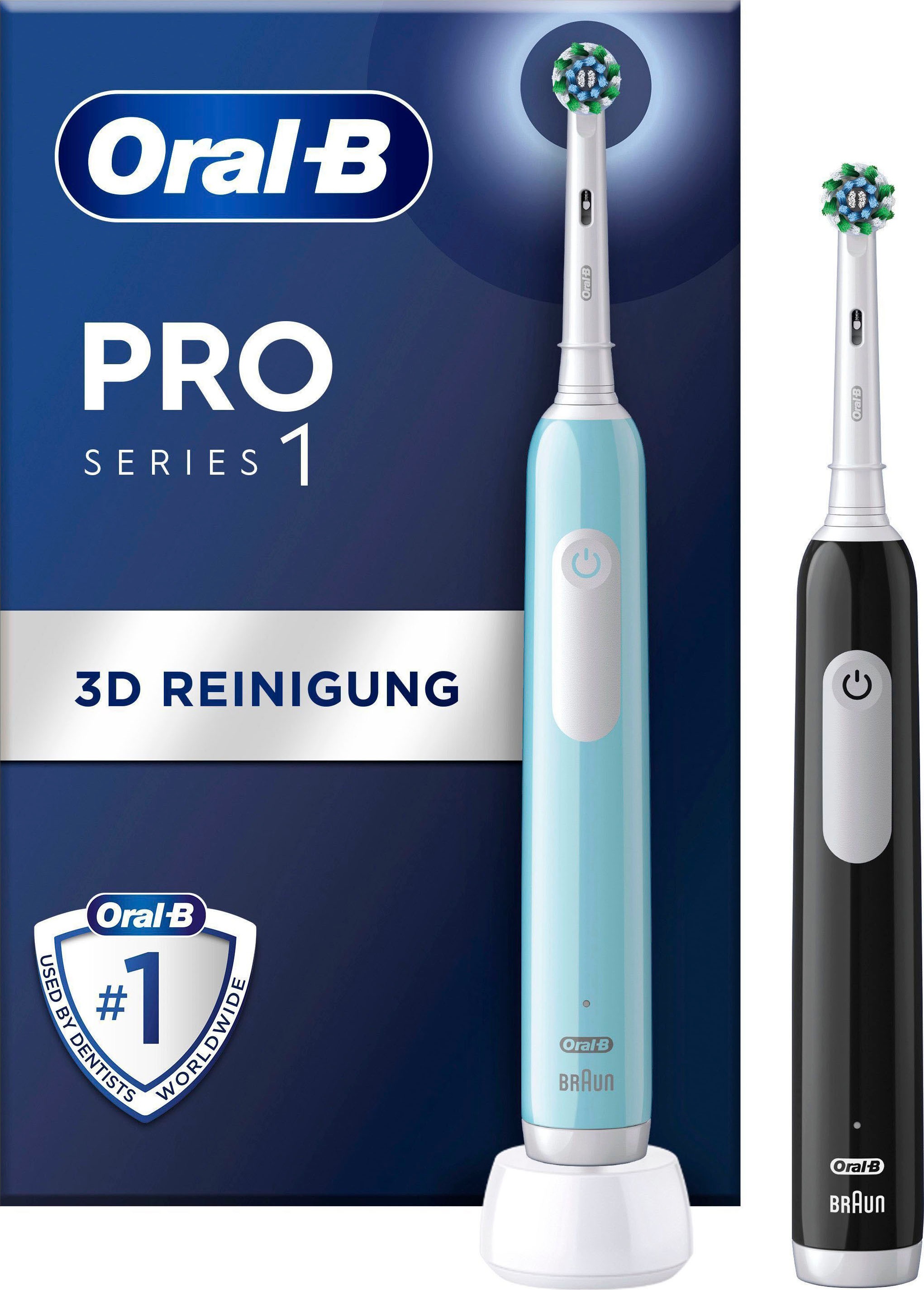 Oral-B Elektrische Zahnbürste "PRO Series 1 Doppelpack" 2 Stk. Aufsteckbürsten Drucksensor
