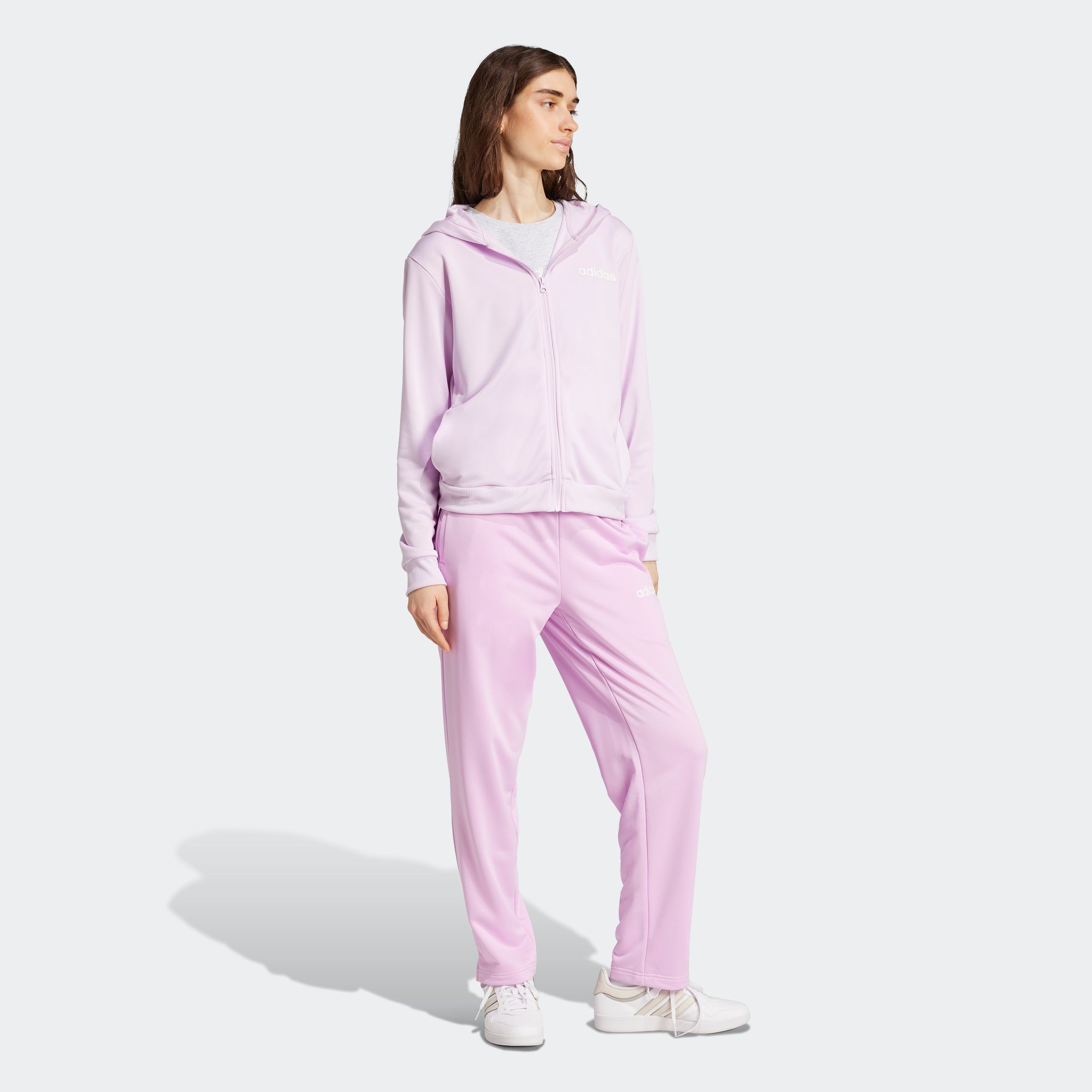 adidas Sportswear Trainingsanzug »W LINEAR TS«, (2 tlg.), Trainingsjacke mit Kapuze, Tracksuit