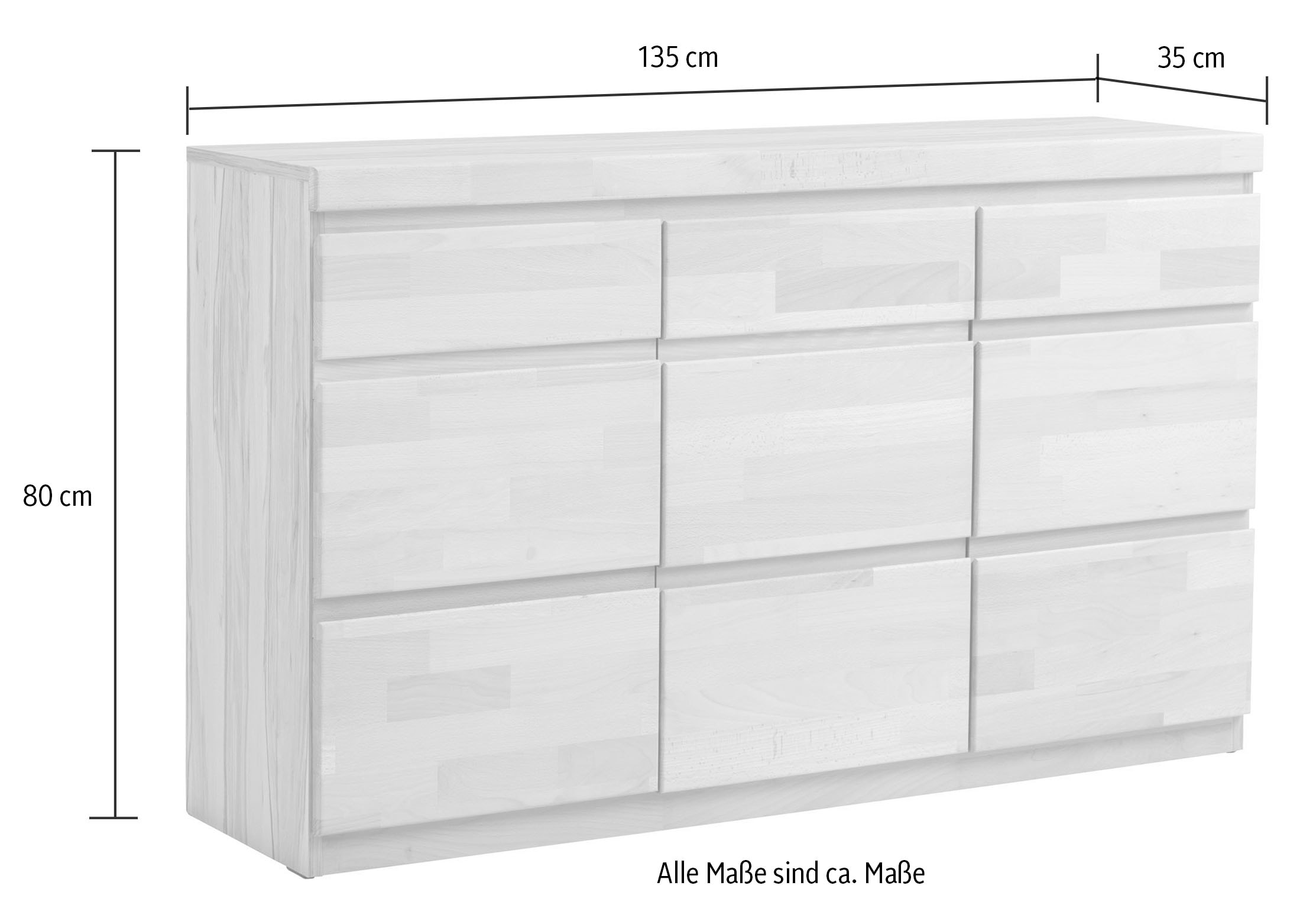 Home affaire Sideboard »OSLO«, Breite ca. 135 cm, Teilmassiv