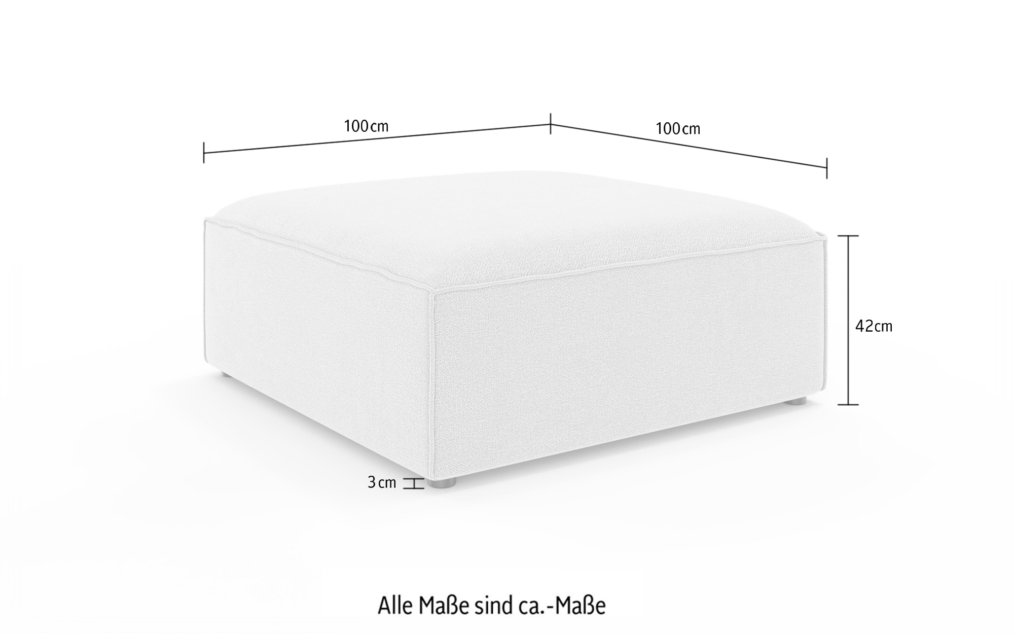 INOSIGN Polsterhocker »HAILY Sitzhocker XL passend zur Serie, Masse B/T/H: 100/100/42 cm«, als Modul oder separat verwendbar, für individuelle Zusammenstellung