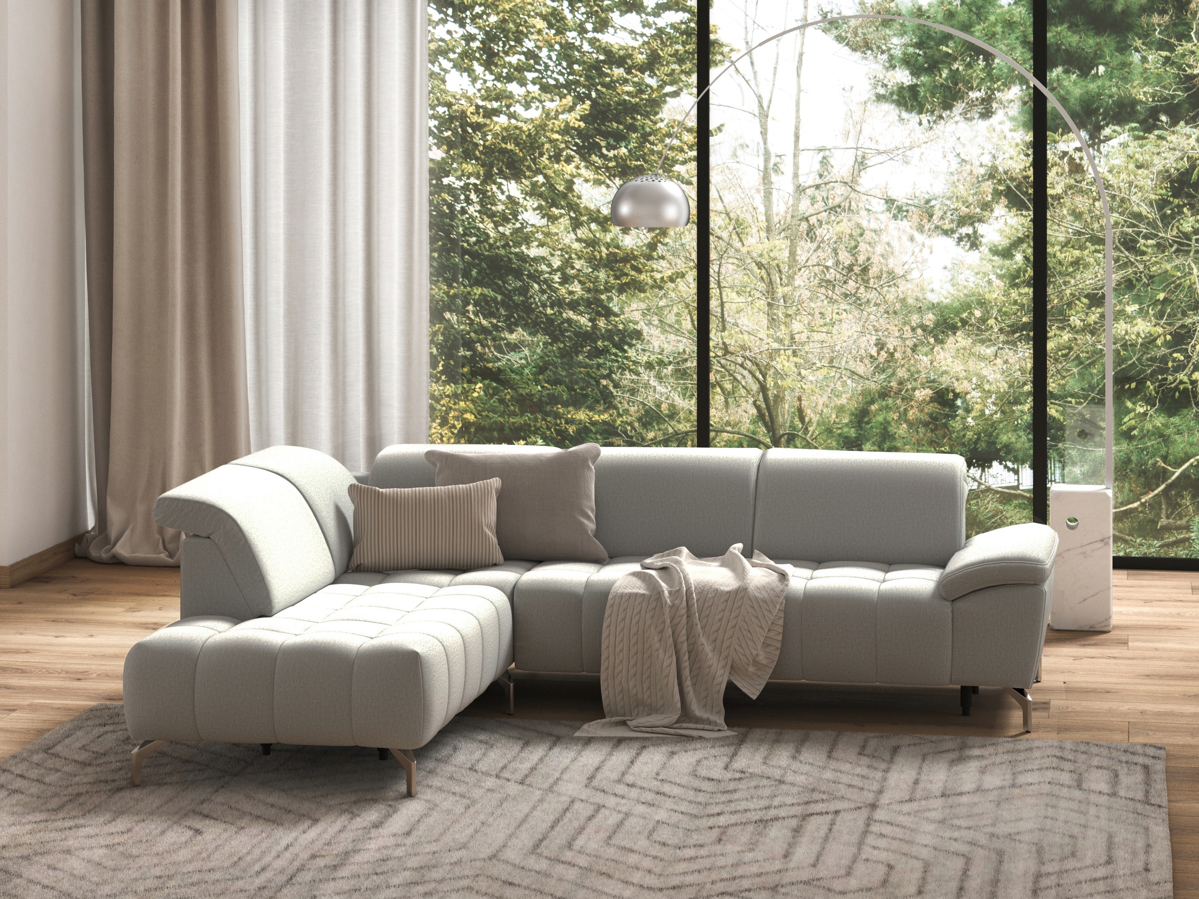 sit&more Ecksofa »Cool L-Form«, wahlweise mit Kopfteilverstellung und Vorziehsitz, motorisch