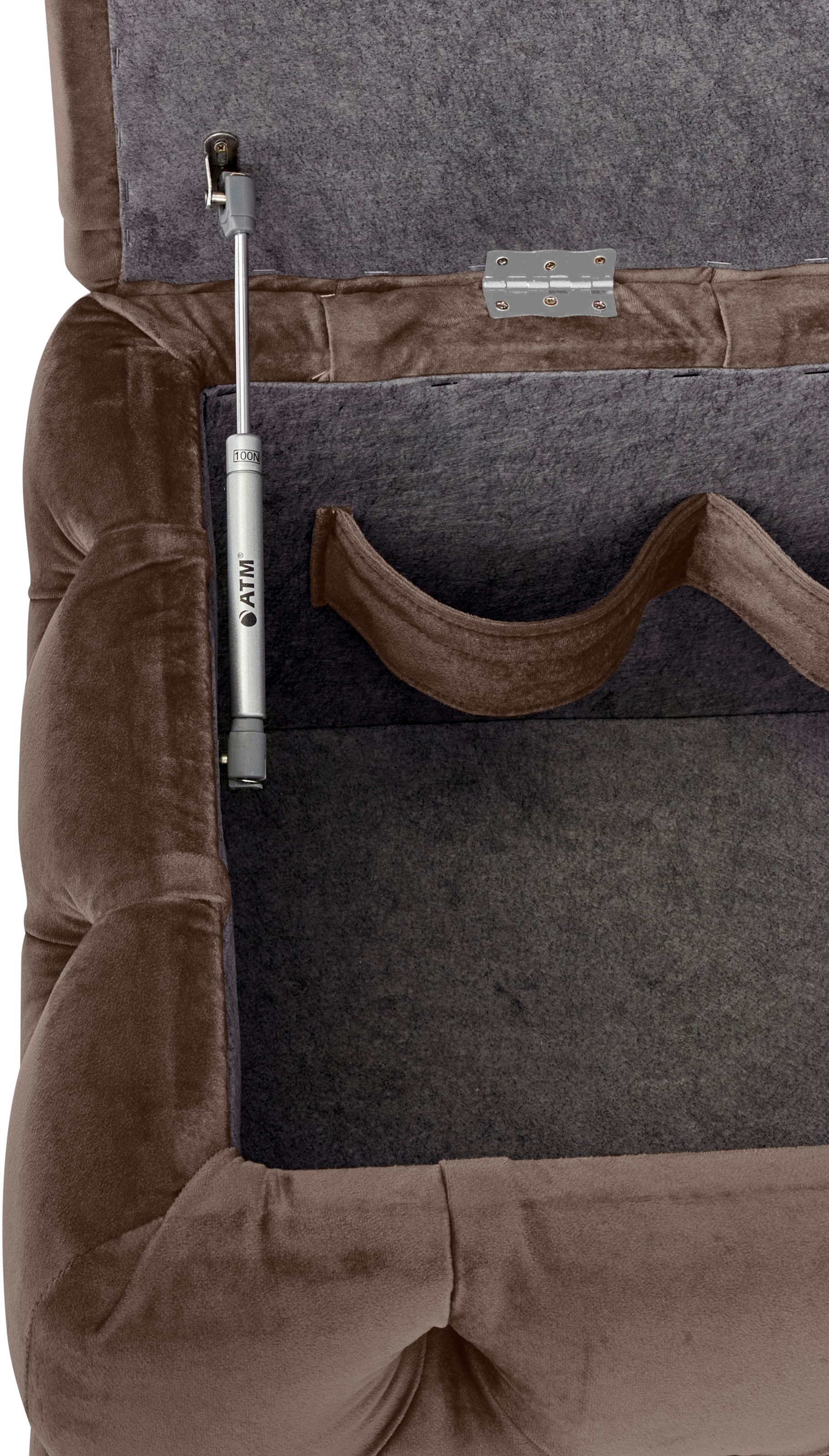 Home affaire Polsterhocker »KALINA, hochwertige Knopfheftung, B/T/H: 120/55/45 cm«, mit Staufach und innenliegenden Laschen zur besseren Aufbewahrung