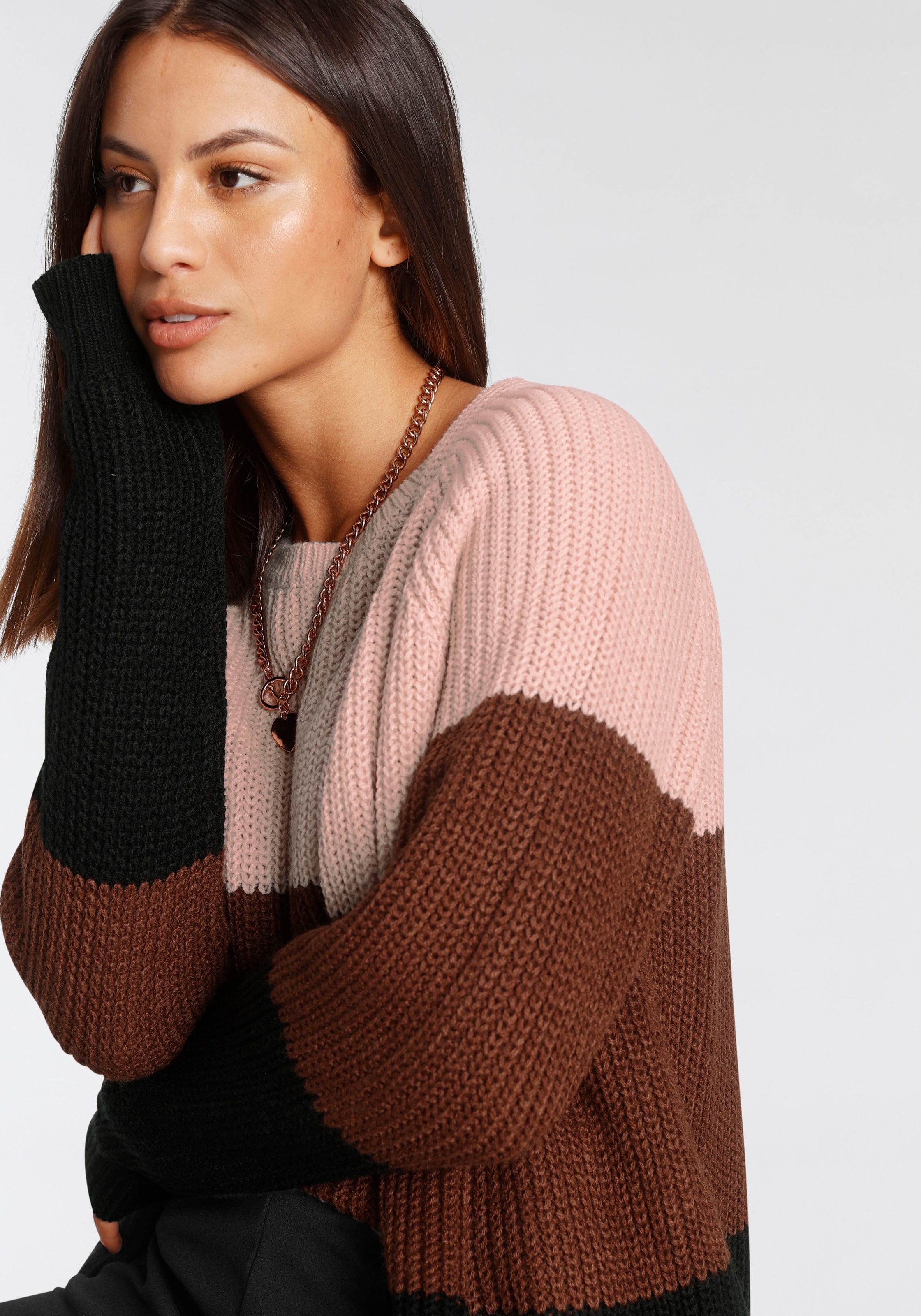 ONLY Longstrickjacke »ONLMANTANNA«, im Colorblocking - Dessin