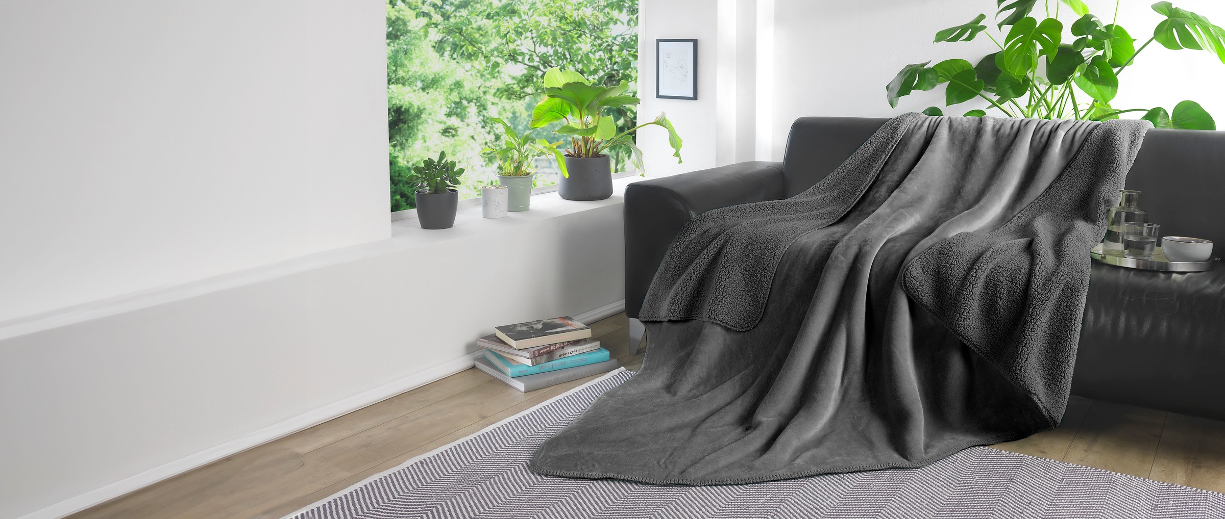 KiNZLER Wohndecke "Demi Flausch" Uni Farben, mit Wendefunktion, Kuscheldecke, 150x200 cm