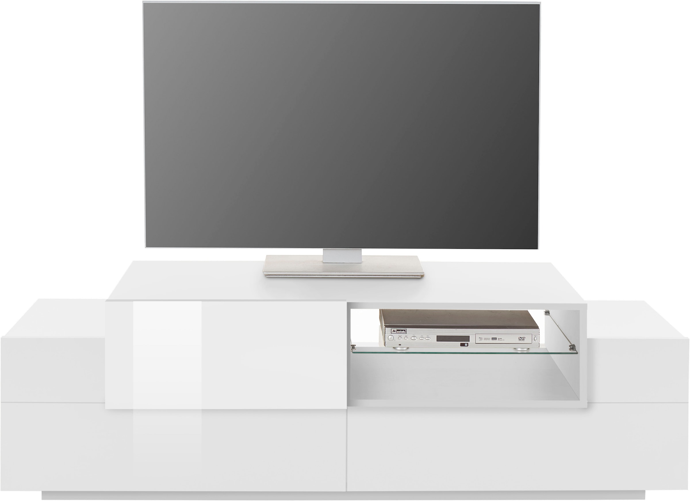 INOSIGN Lowboard »Coro,Lowboard,TV-Kommode,TV-Möbel,TV-Bank«, mit 2 Klappen, 1 Tür, 1 Glasboden, Breite 160