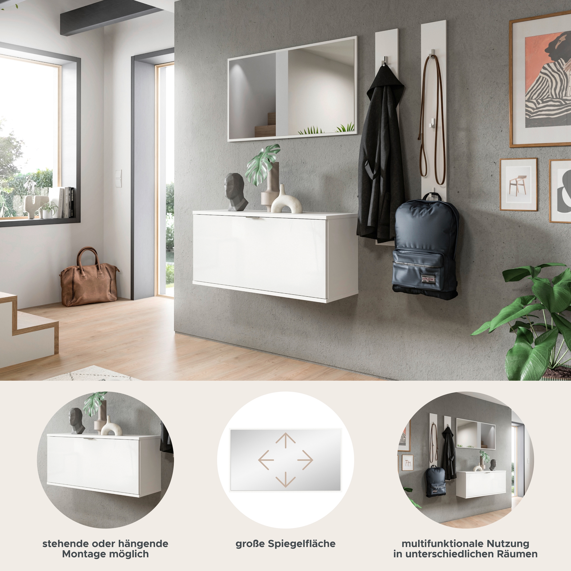 INOSIGN Garderoben-Set »Trondheim Garderobenset 3-tlg., Breite 130 cm,«, (3 St.), Trondheim, Garderobenset 3-tlgBreite 130 cm, Flur, Diele, Kombination