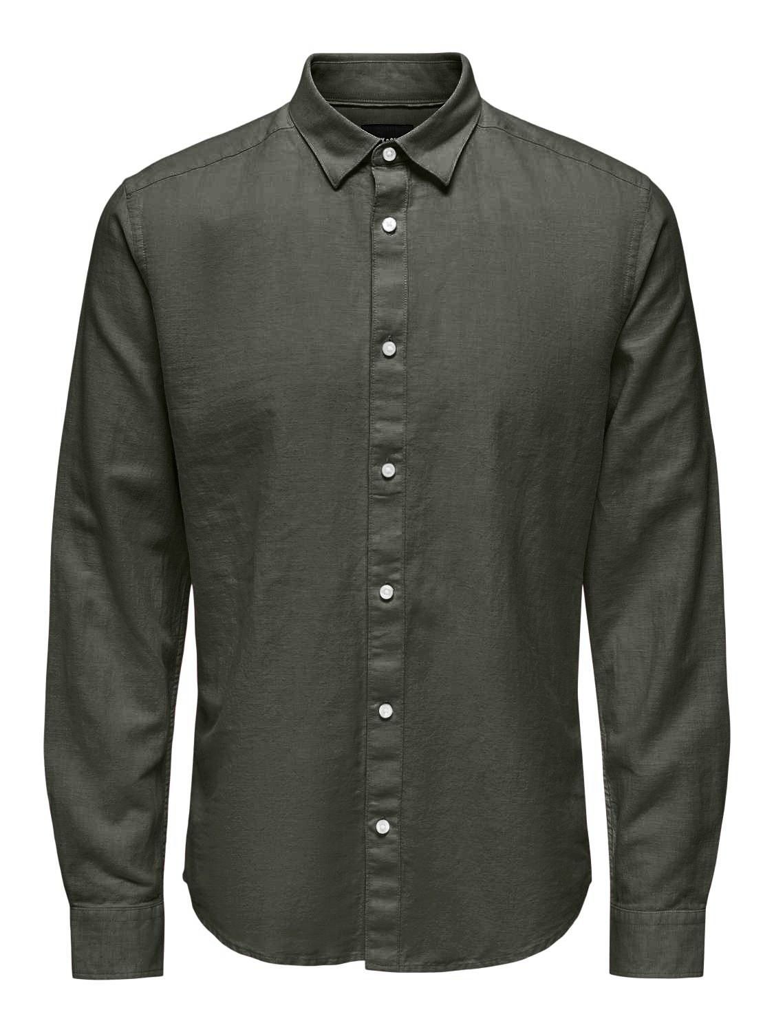 ONLY & SONS Langarmhemd »ONSCAIDEN LS SOLID LINEN SHIRT NOOS«