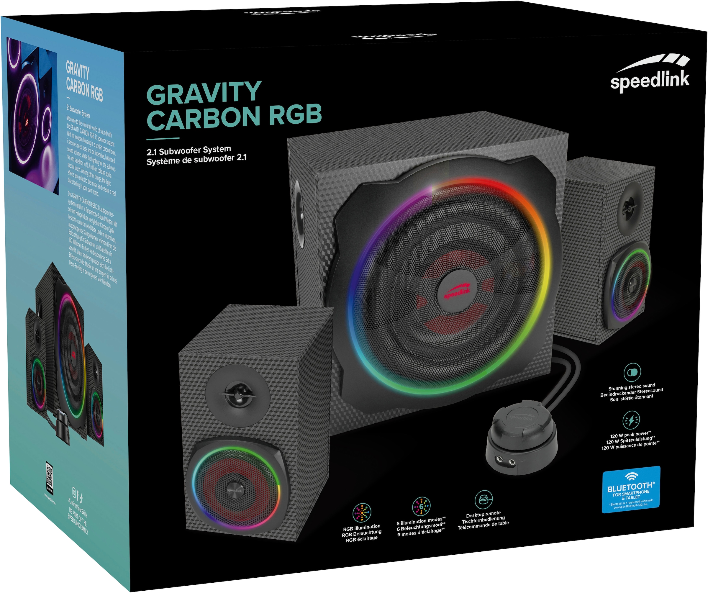 Speedlink PC-Lautsprecher »GRAVITY CARBON RGB 2.1«