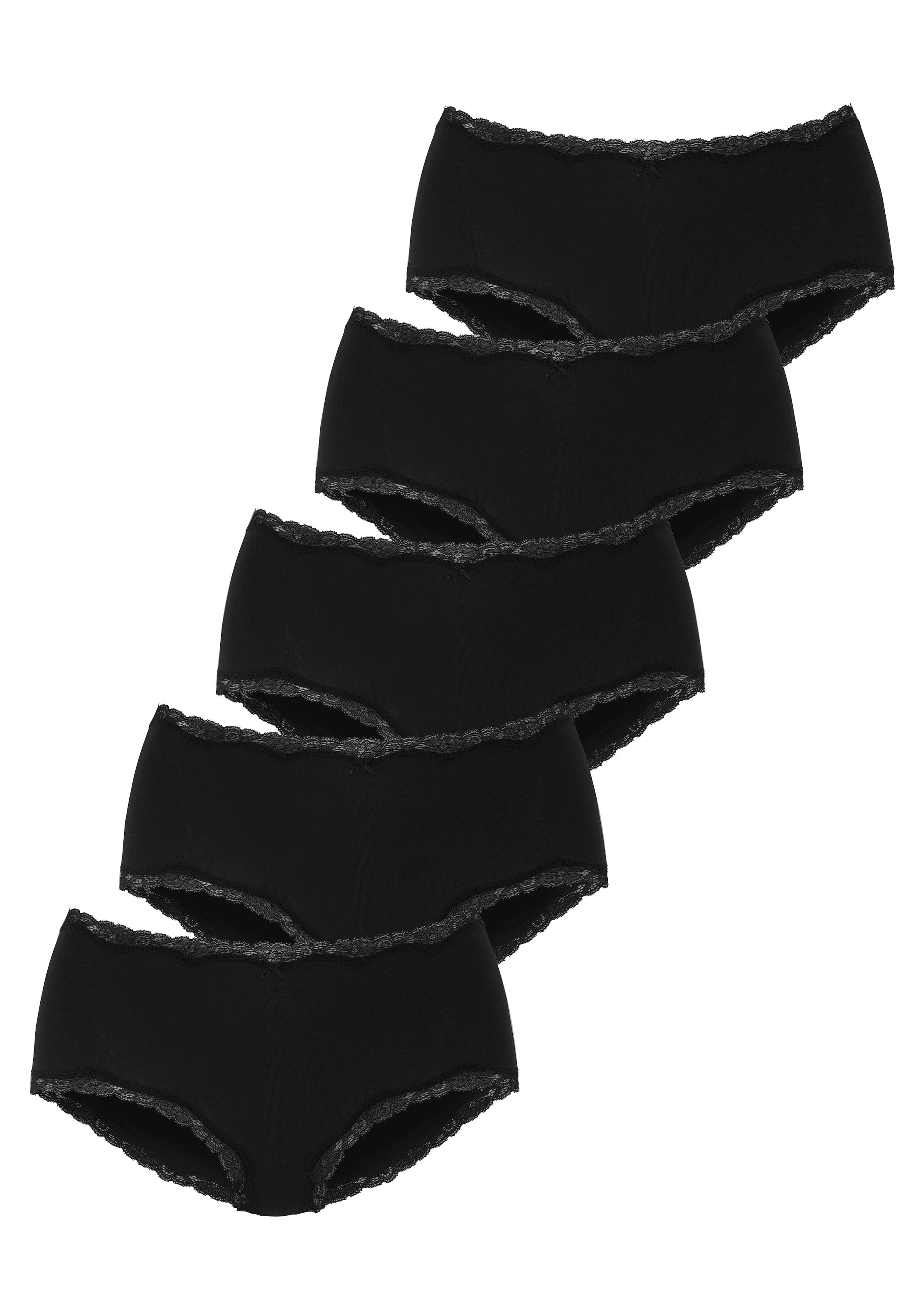 Vivance Taillenslip 5er-Pack, aus elastischer Baumwolle, mit Spitzenabschluss