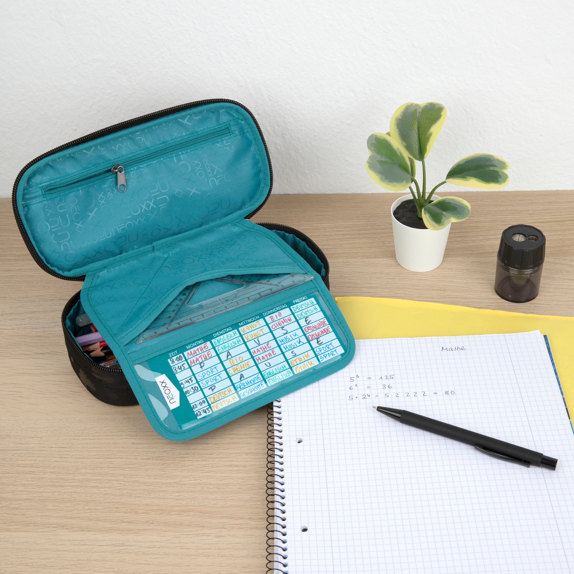 neoxx Schreibgeräteetui »Schlamperbox, Jump, Splash Black«, teilweise aus recyceltem Material