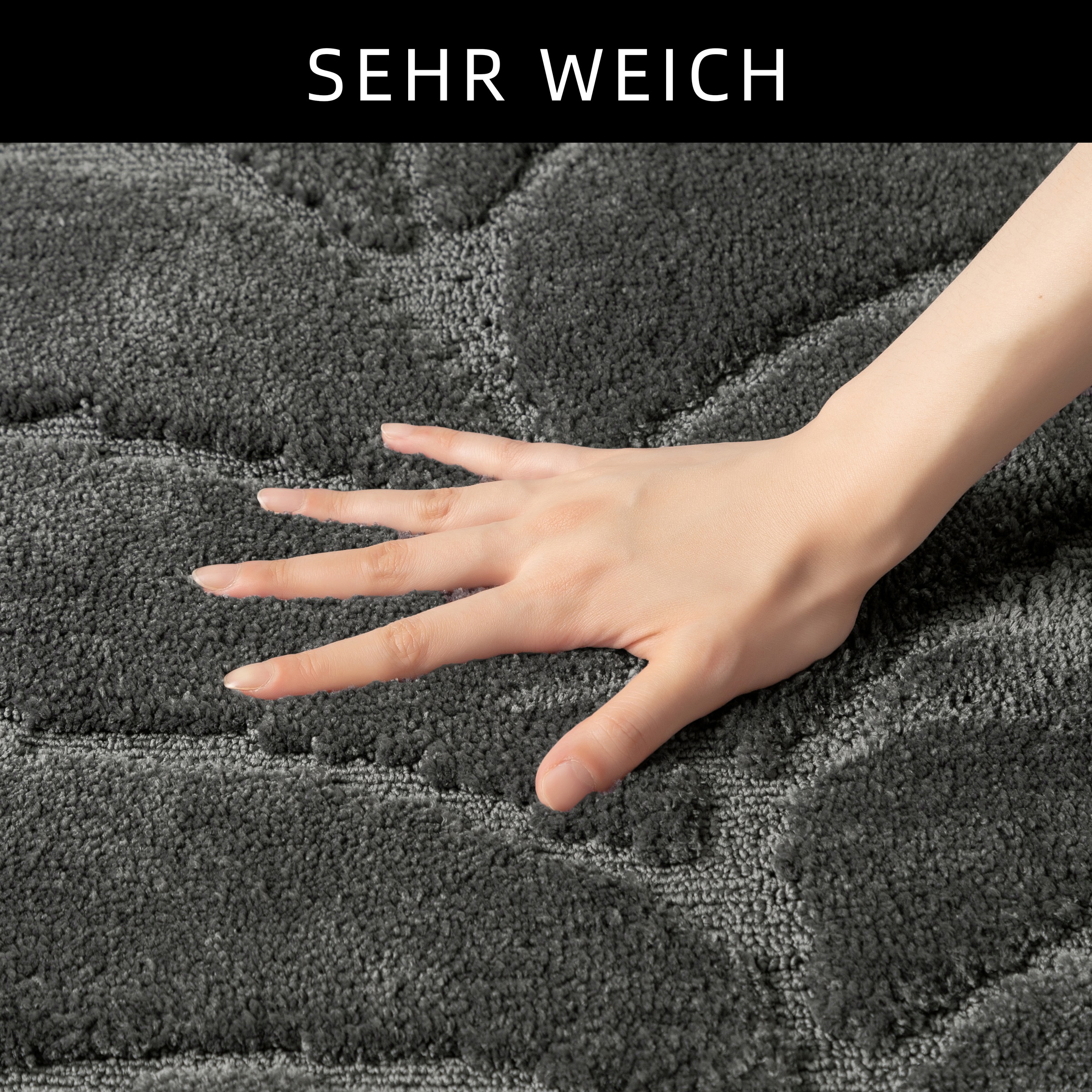 my home Badematte »Epense, Badvorleger, Badezimmer Teppich, Duschvorleger«, rutschhemmend beschichtet, fussbodenheizungsgeeignet-schnell trocknend, Badteppich, Uni Farben, Blätter, Blattstruktur, Hoch-Tief Effekt